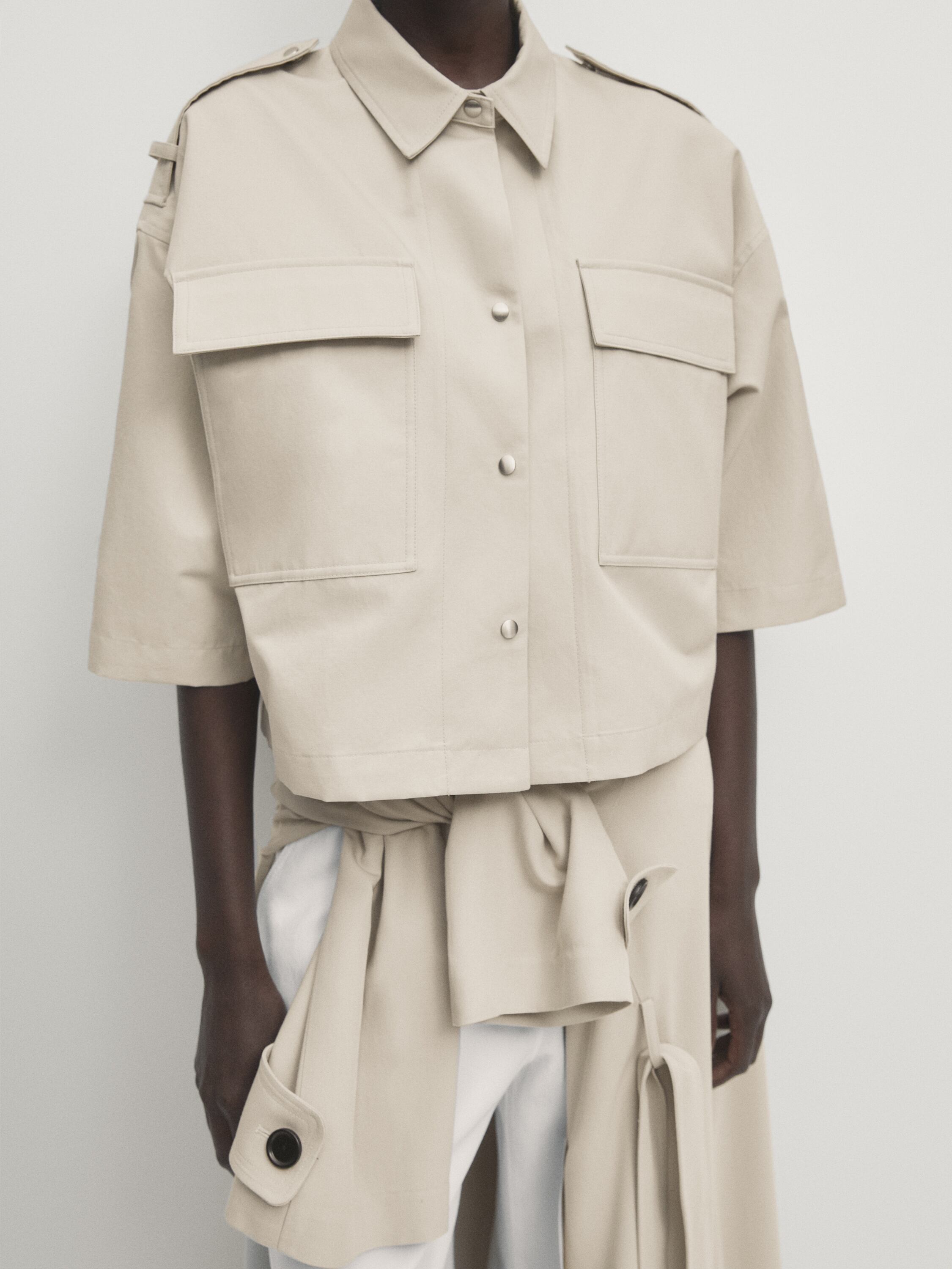 Cropped overshirt with pockets