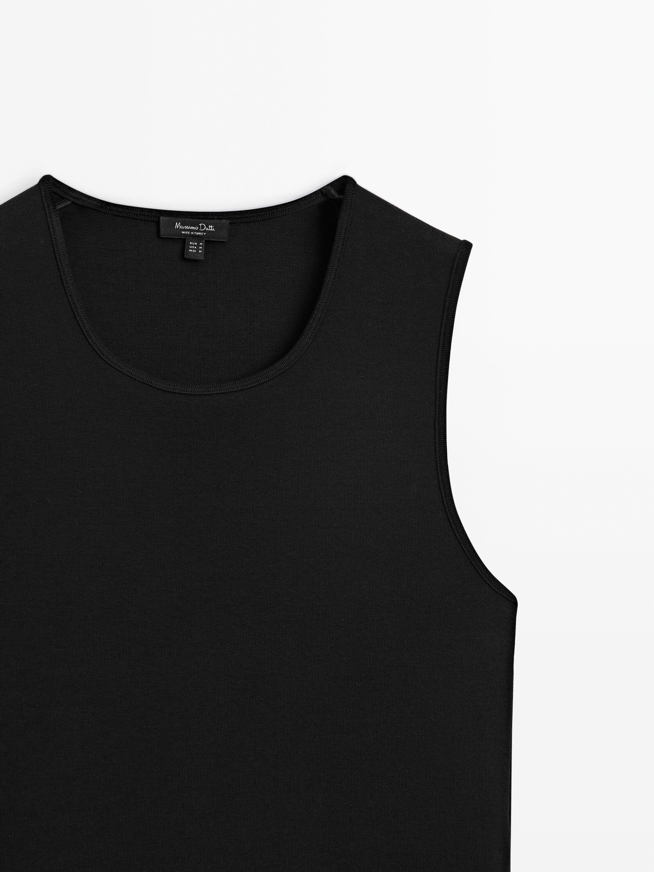 Fitted cotton blend tank top