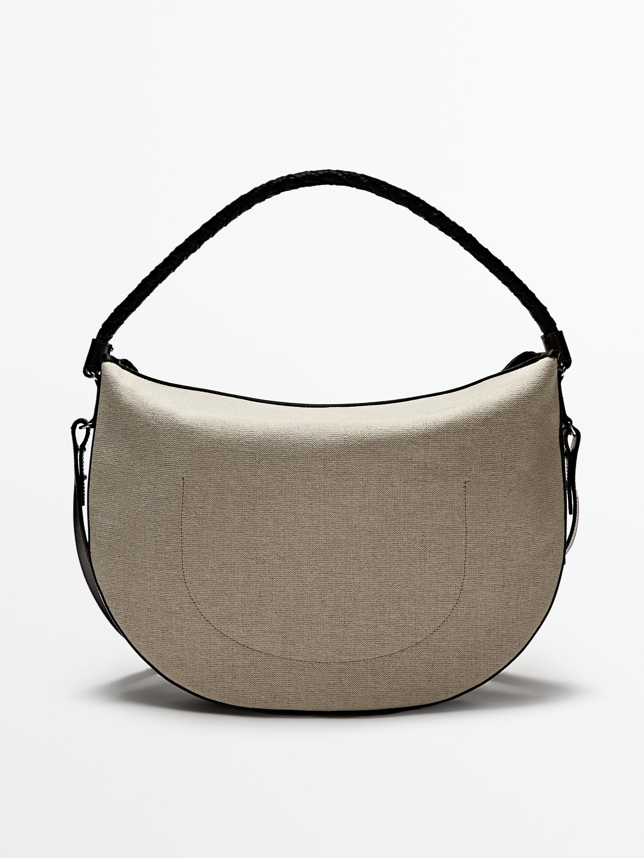 Large linen half-moon bag