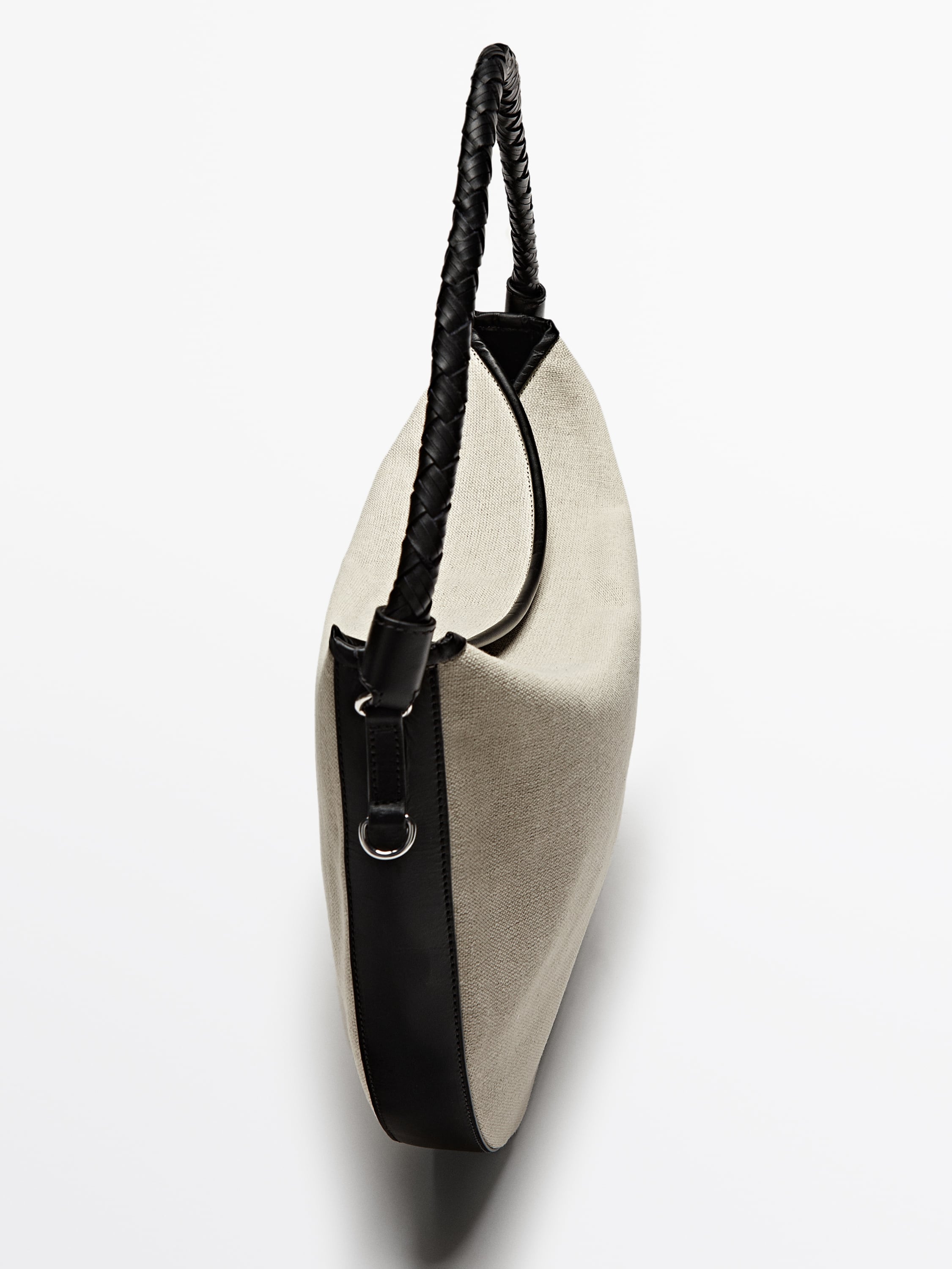 Large linen half-moon bag