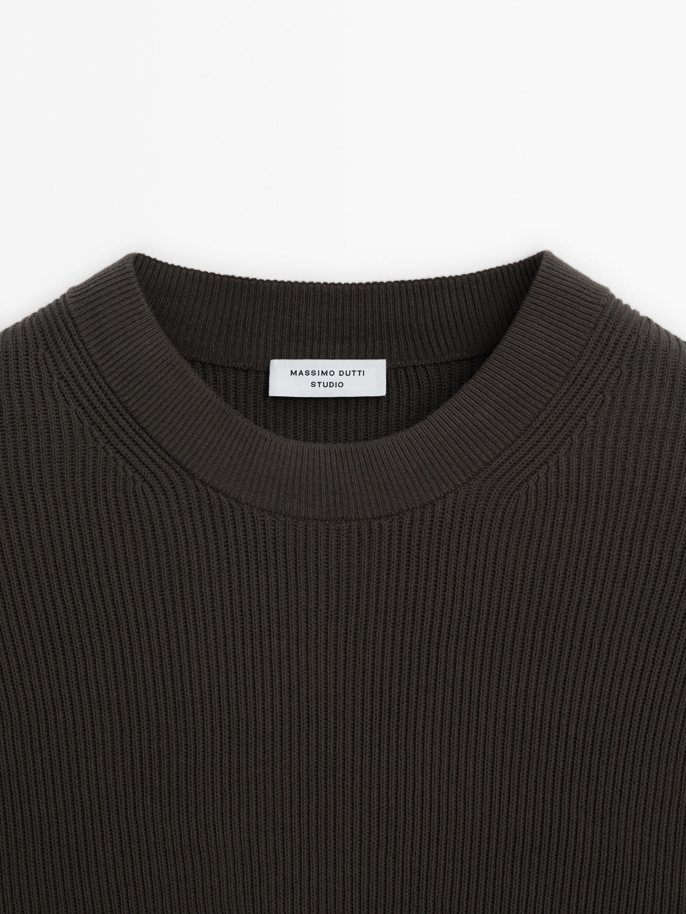 Textured crew neck knit sweater - Studio