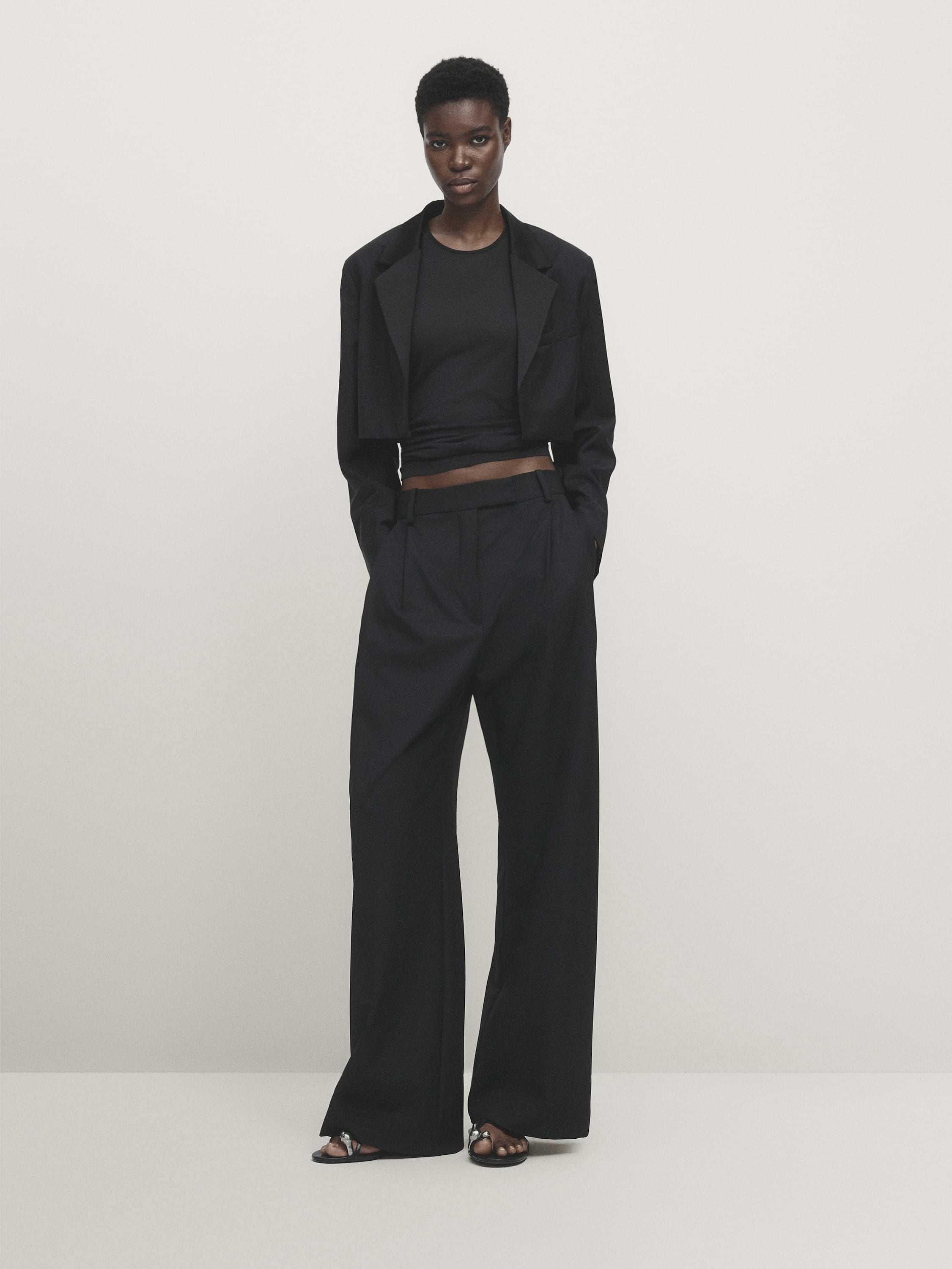 Darted suit trousers with satin waistband - Studio