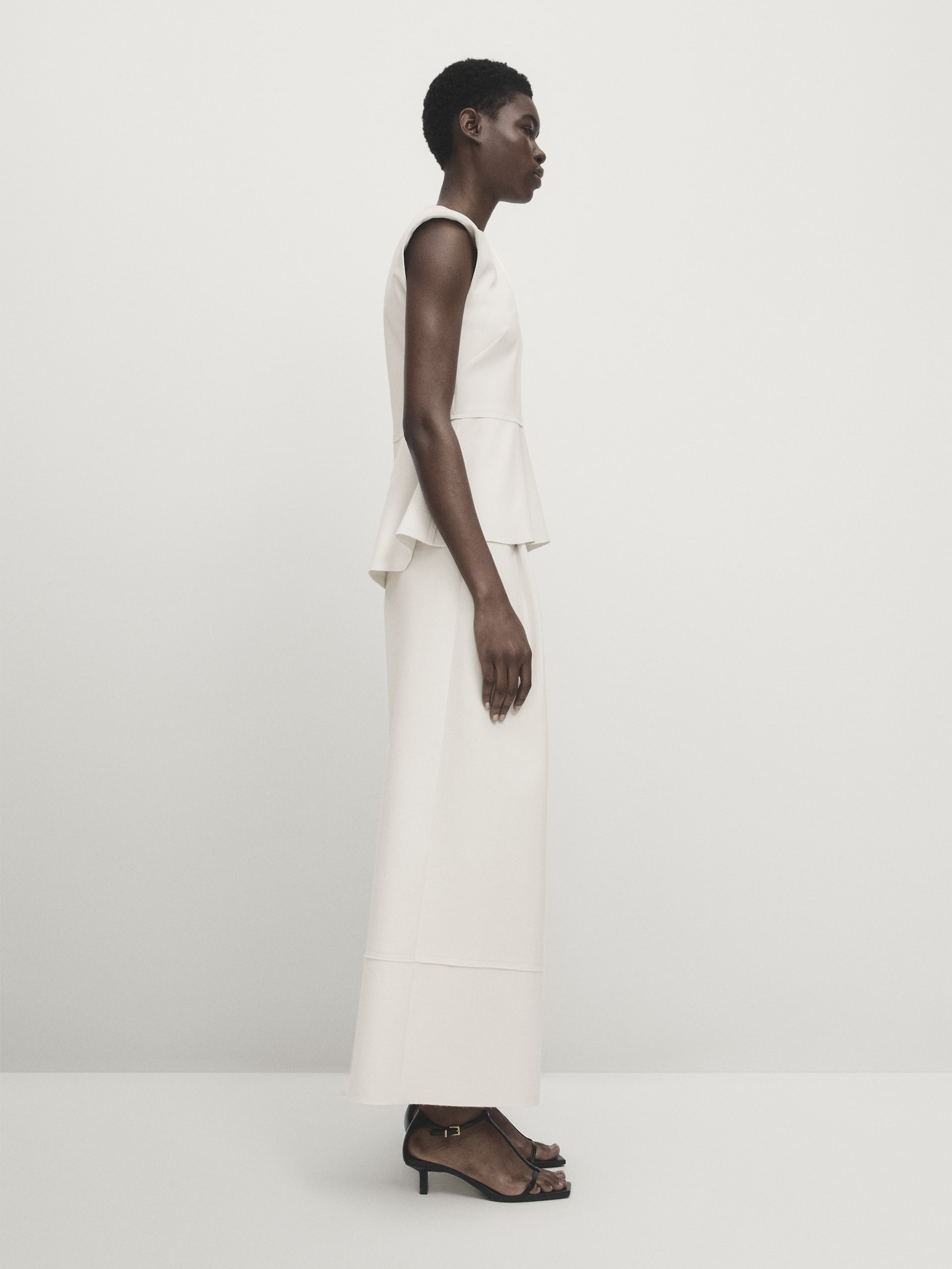 Wide-leg trousers with darts and hem seam detail - Studio