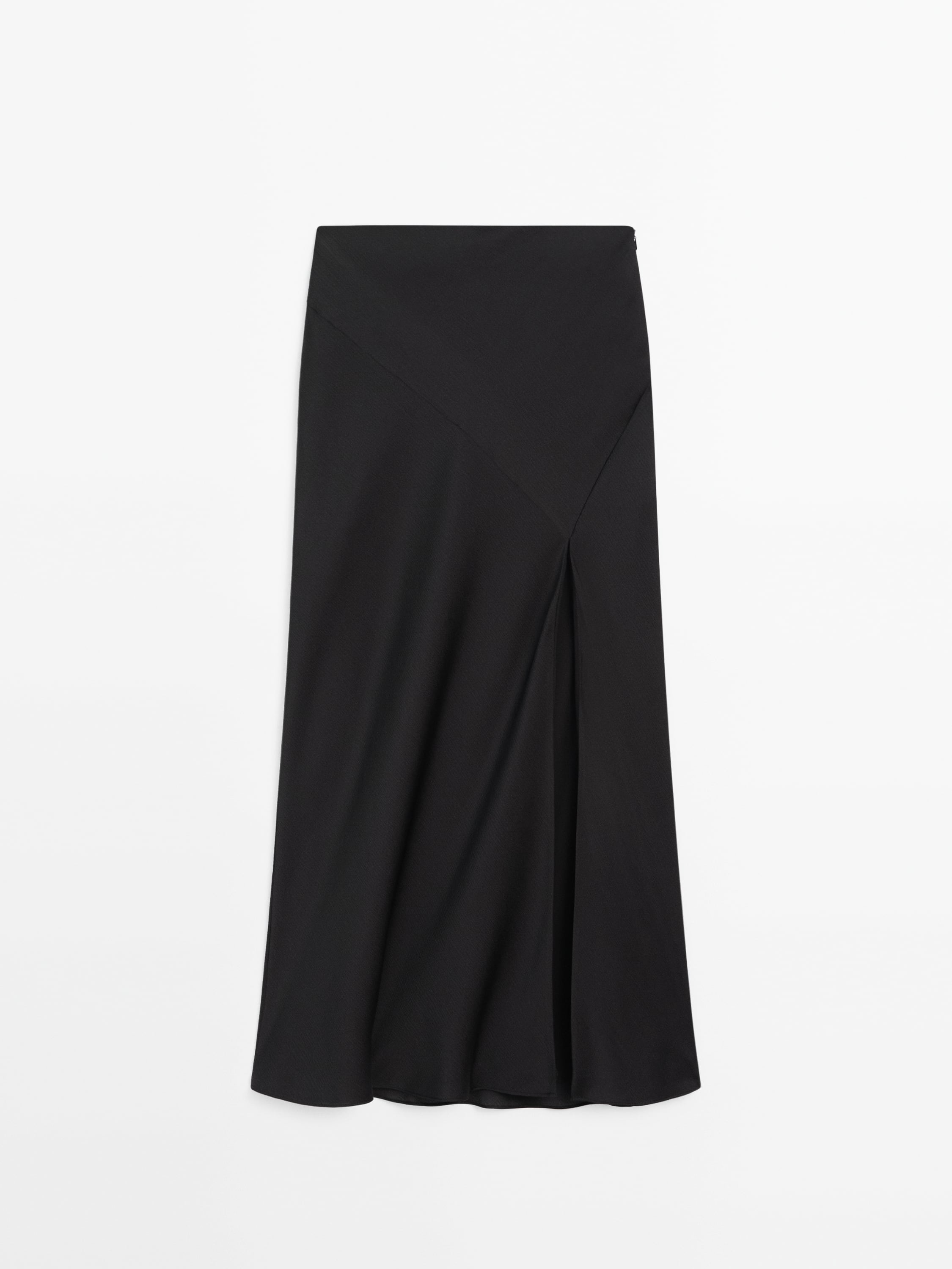 Bias-cut textured midi skirt with split detail - Studio