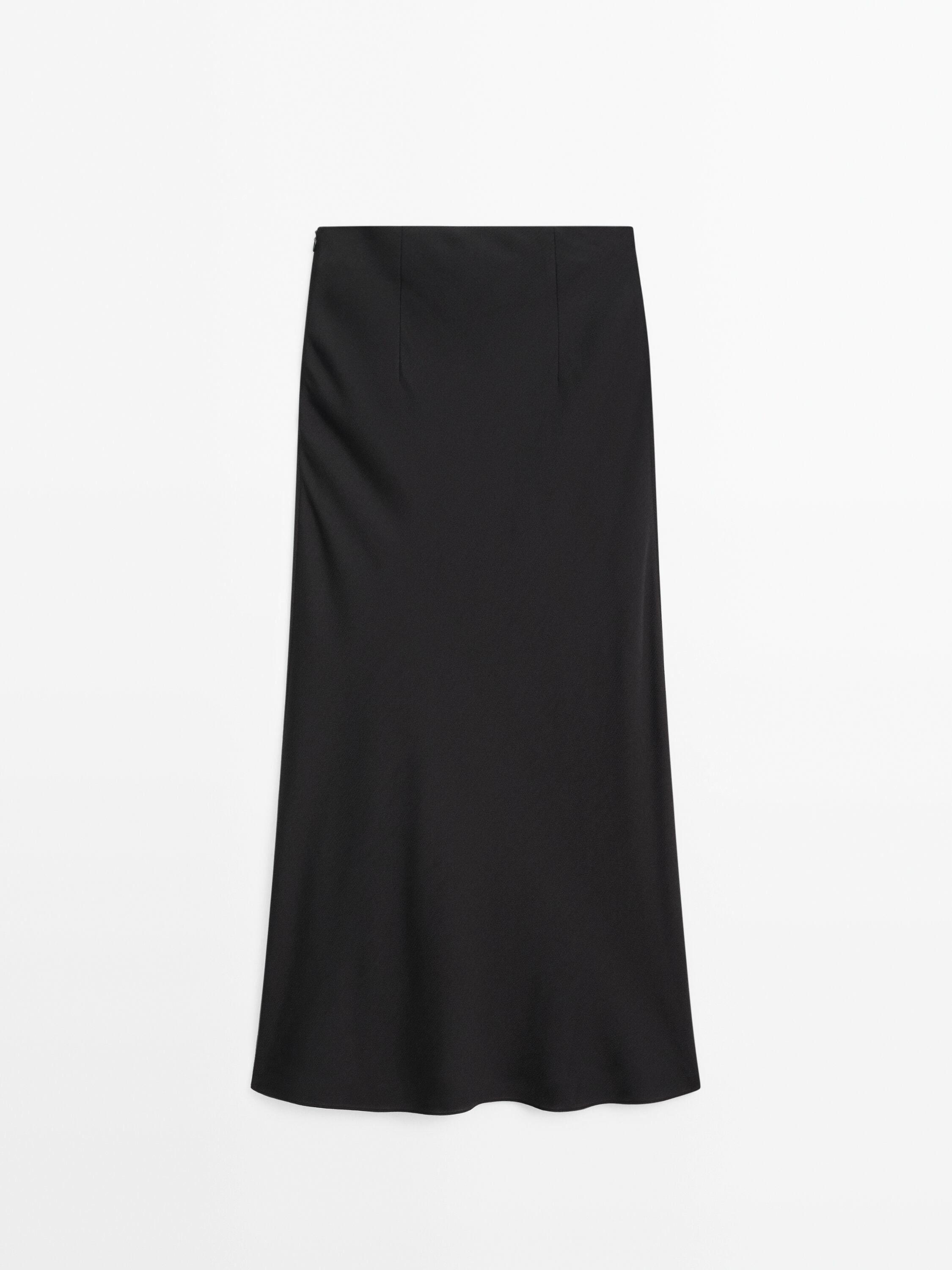 Bias-cut textured midi skirt with split detail - Studio