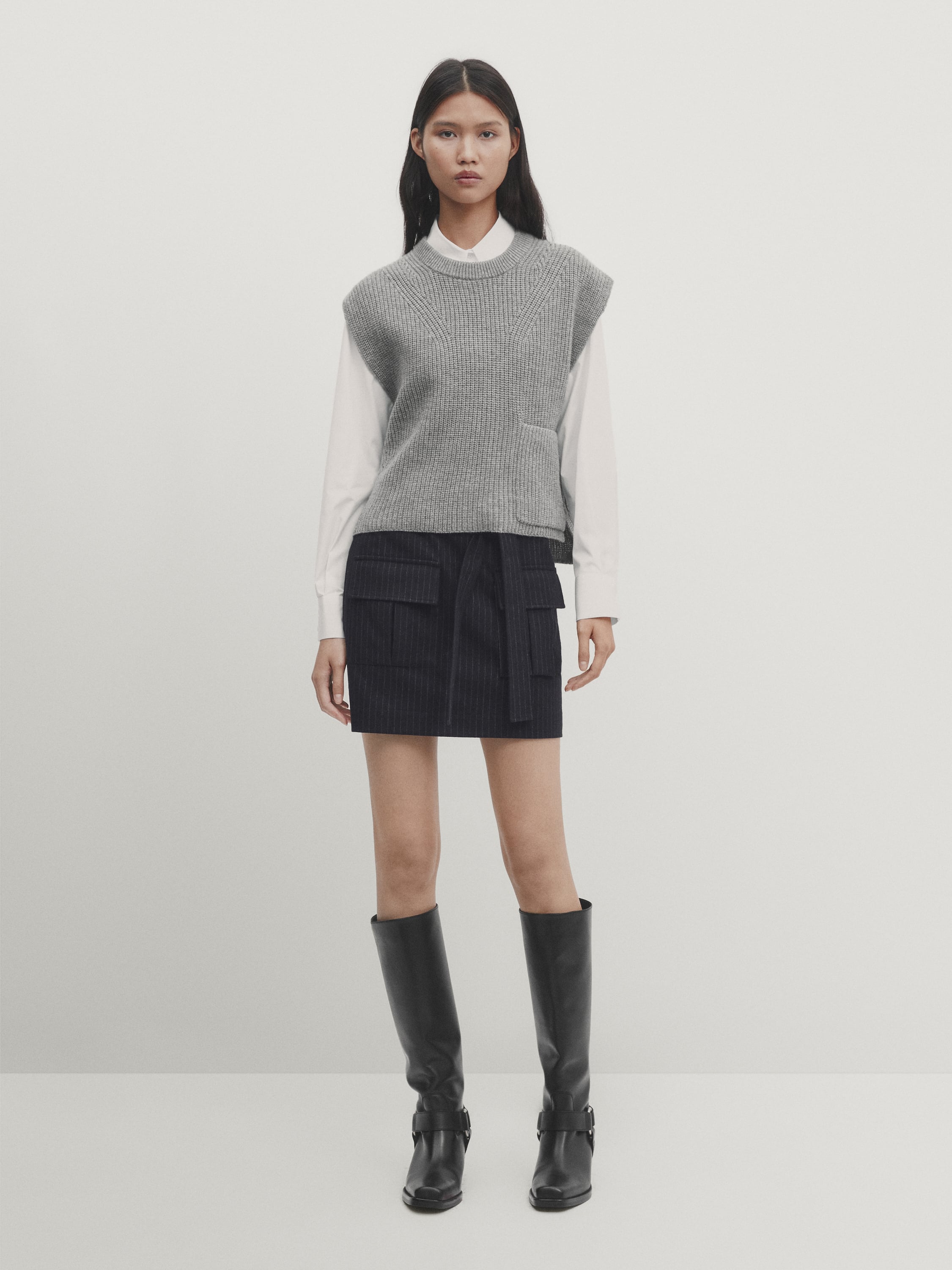 Pinstriped mini skirt with pockets - Studio