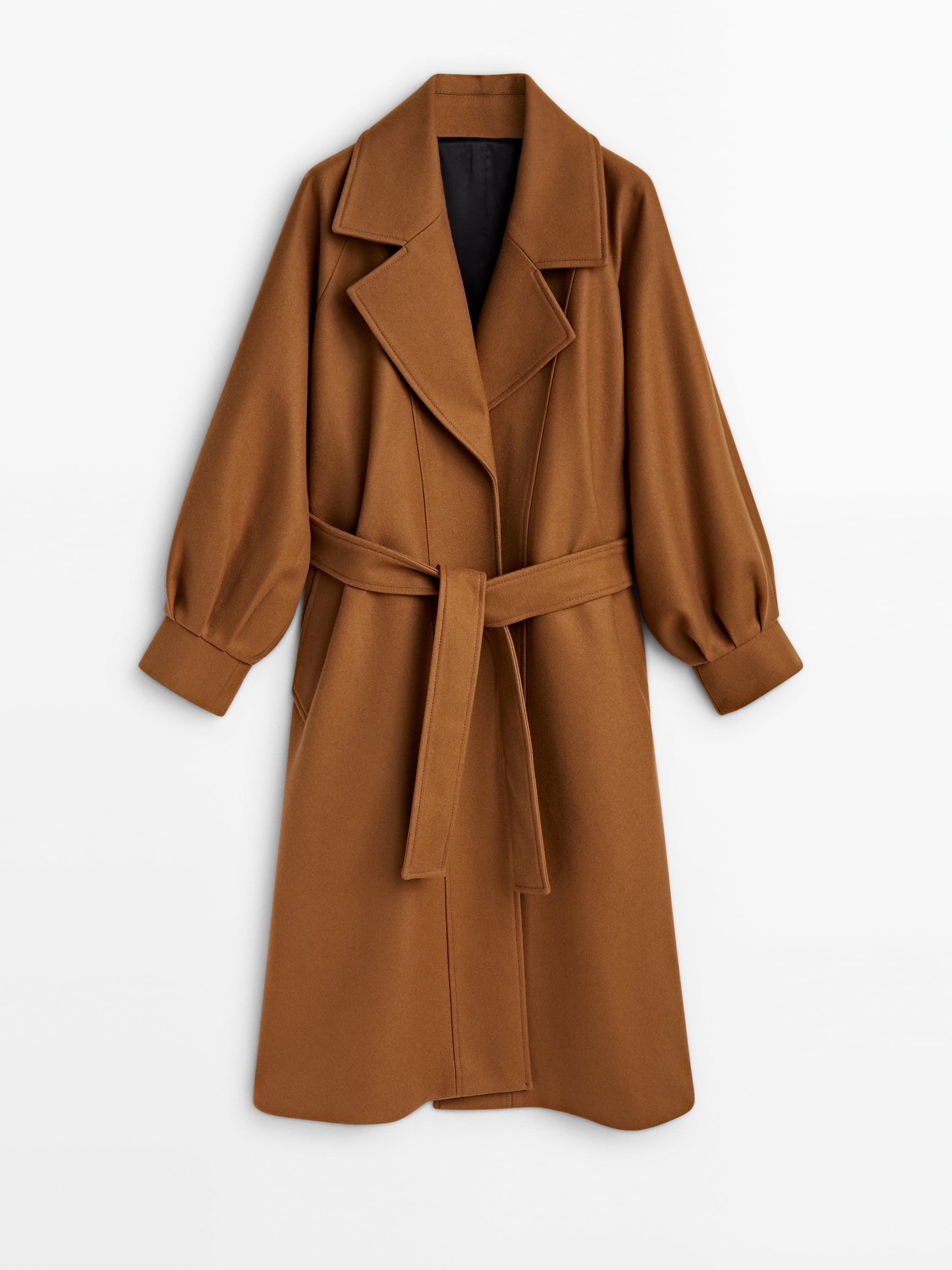 Belted coat with pleated detail and cuffs - Studio