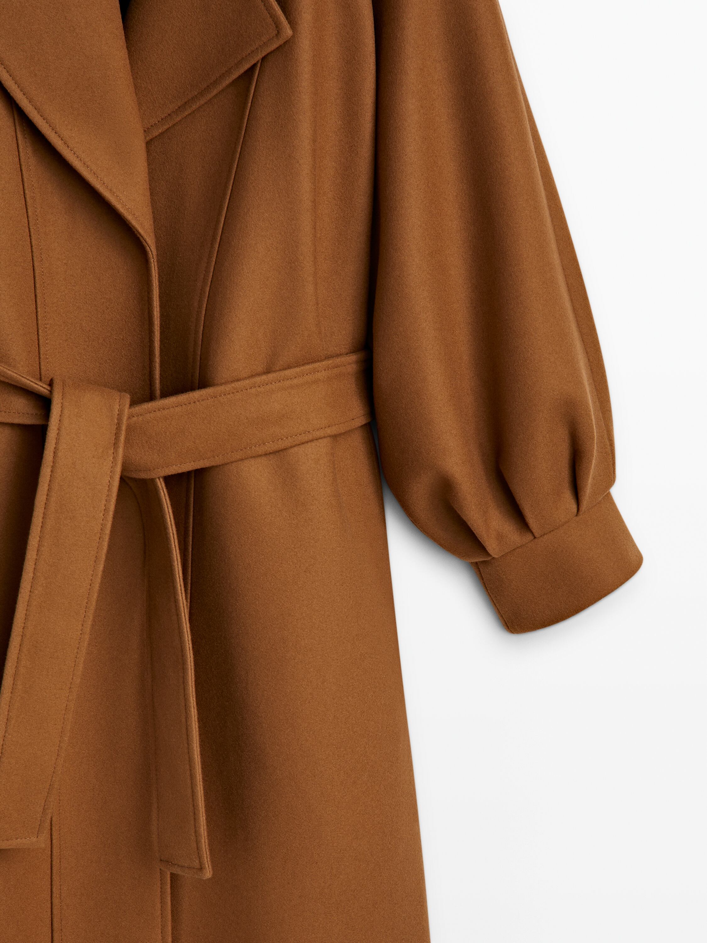 Belted coat with pleated detail and cuffs - Studio