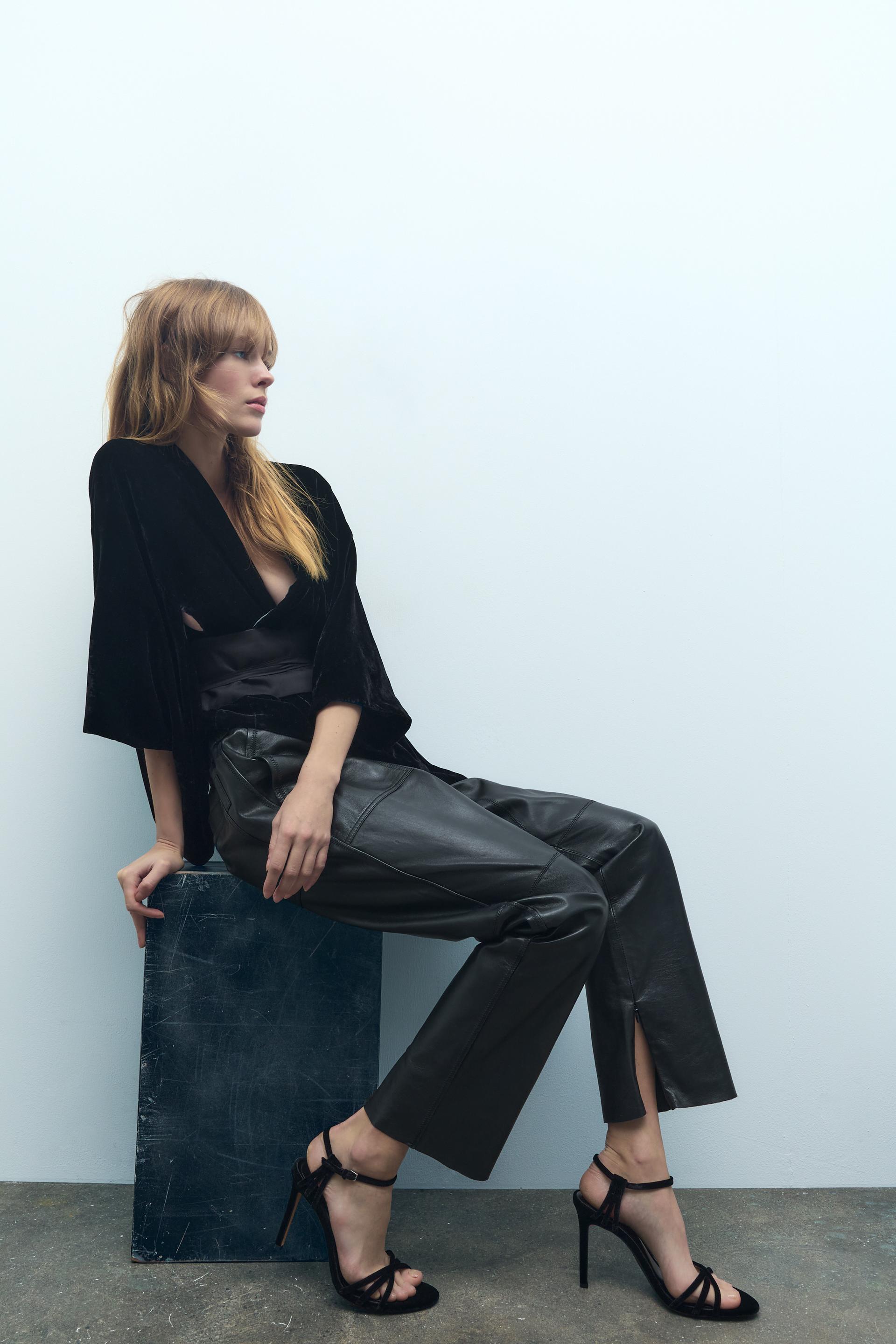 STRAPPY VELVET SANDALS Black ZARA Ireland