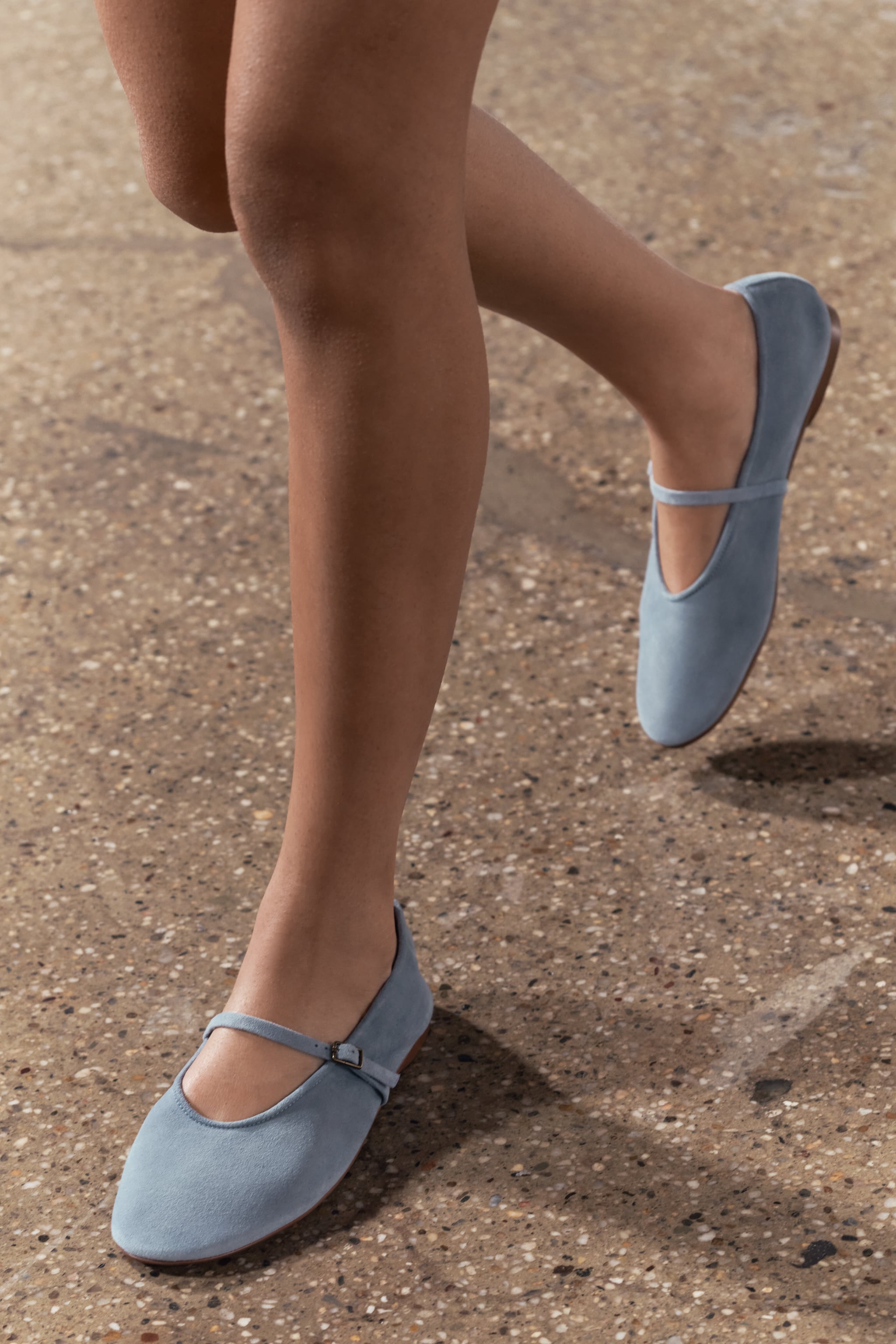 BUCKLED SOFT SUEDE MARY JANES