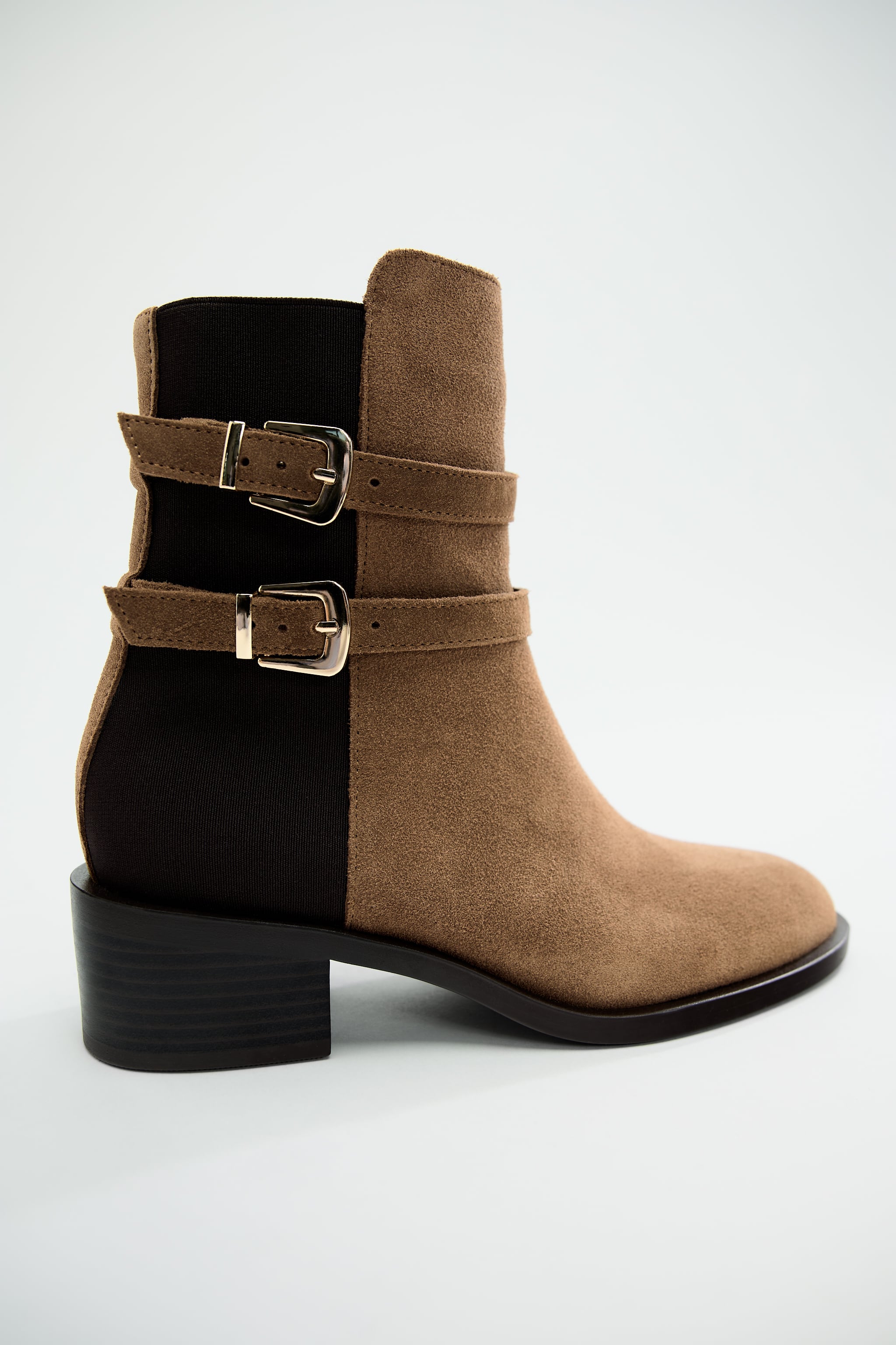 BUCKLED LEATHER ANKLE BOOTS