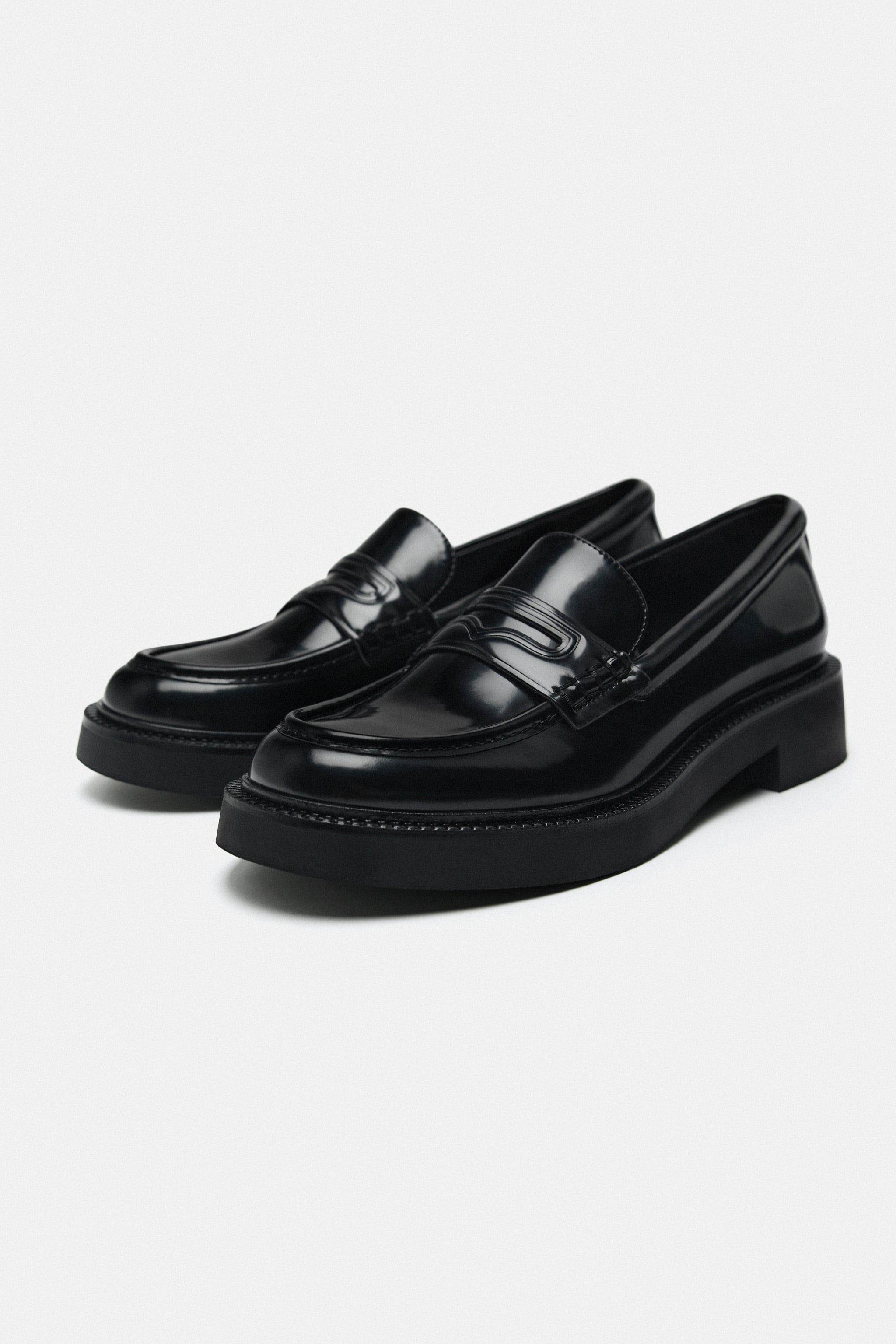FAUX PATENT LEATHER PENNY LOAFERS