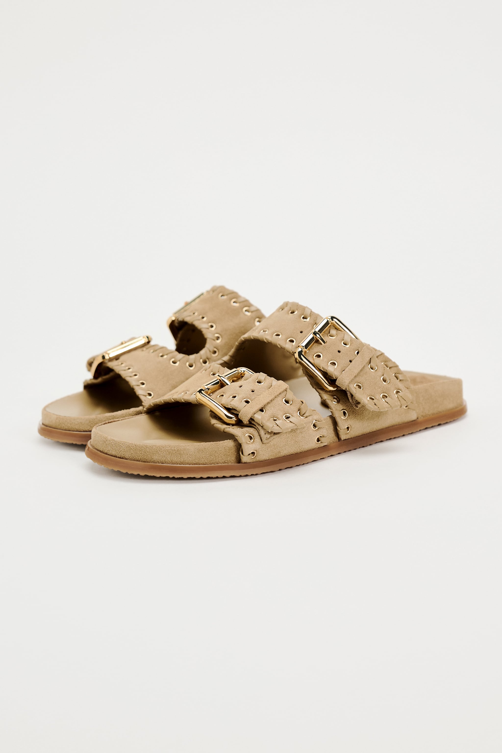 BUCKLED SUEDE SANDALS