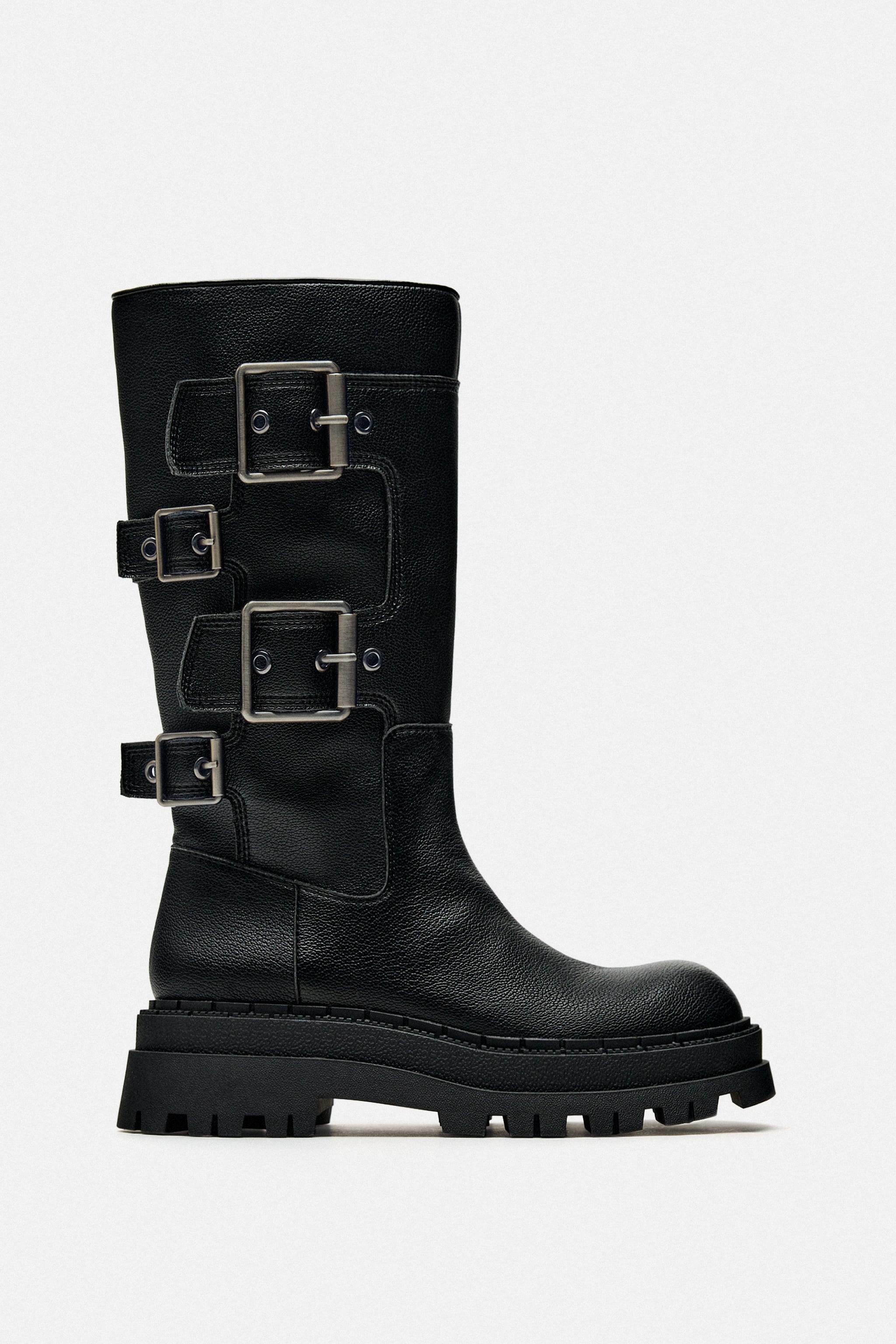 BUCKLED LUG SOLE ANKLE BOOTS