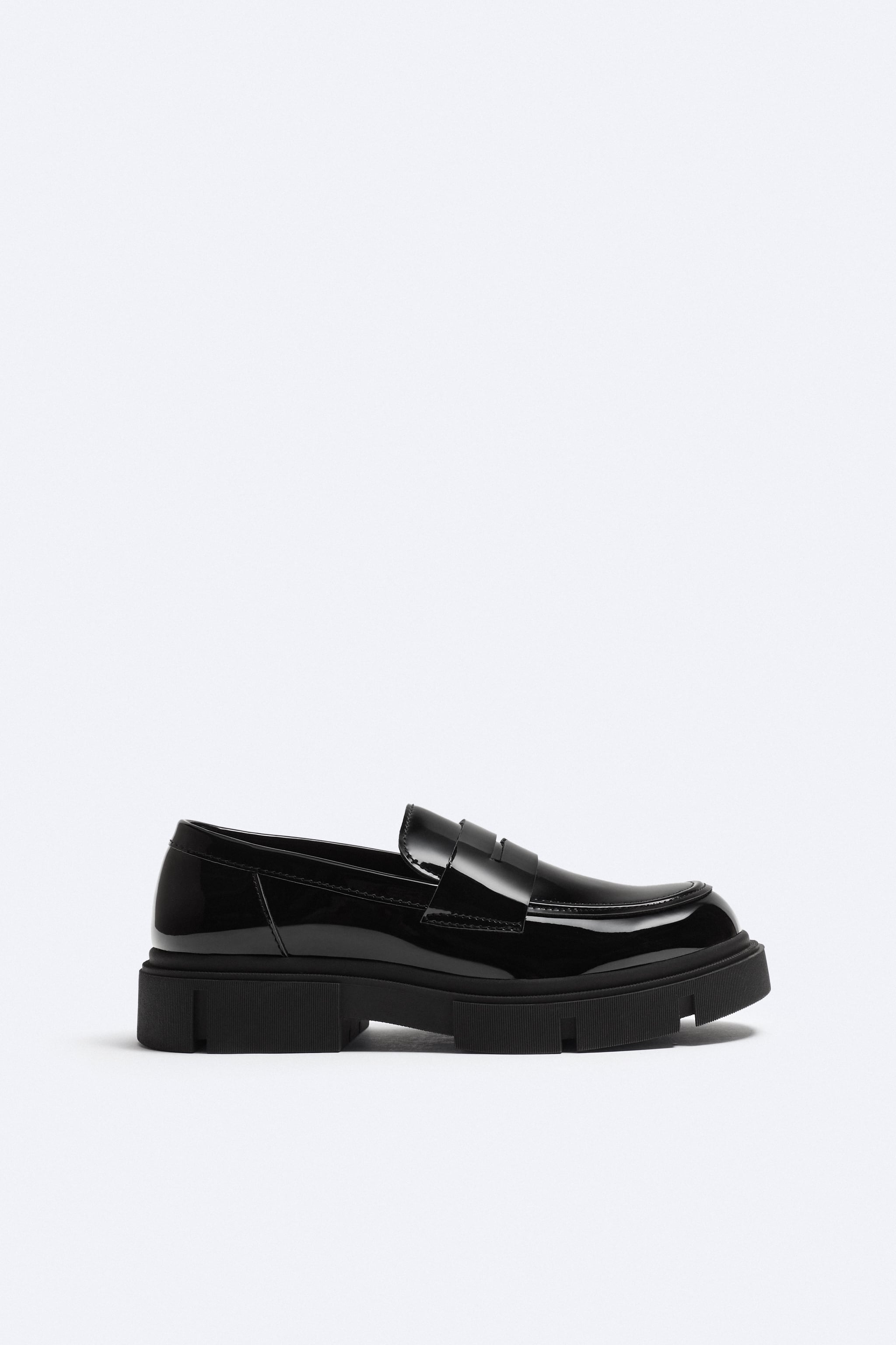 CHUNKY SOLE PATENT FINISH PENNY LOAFERS