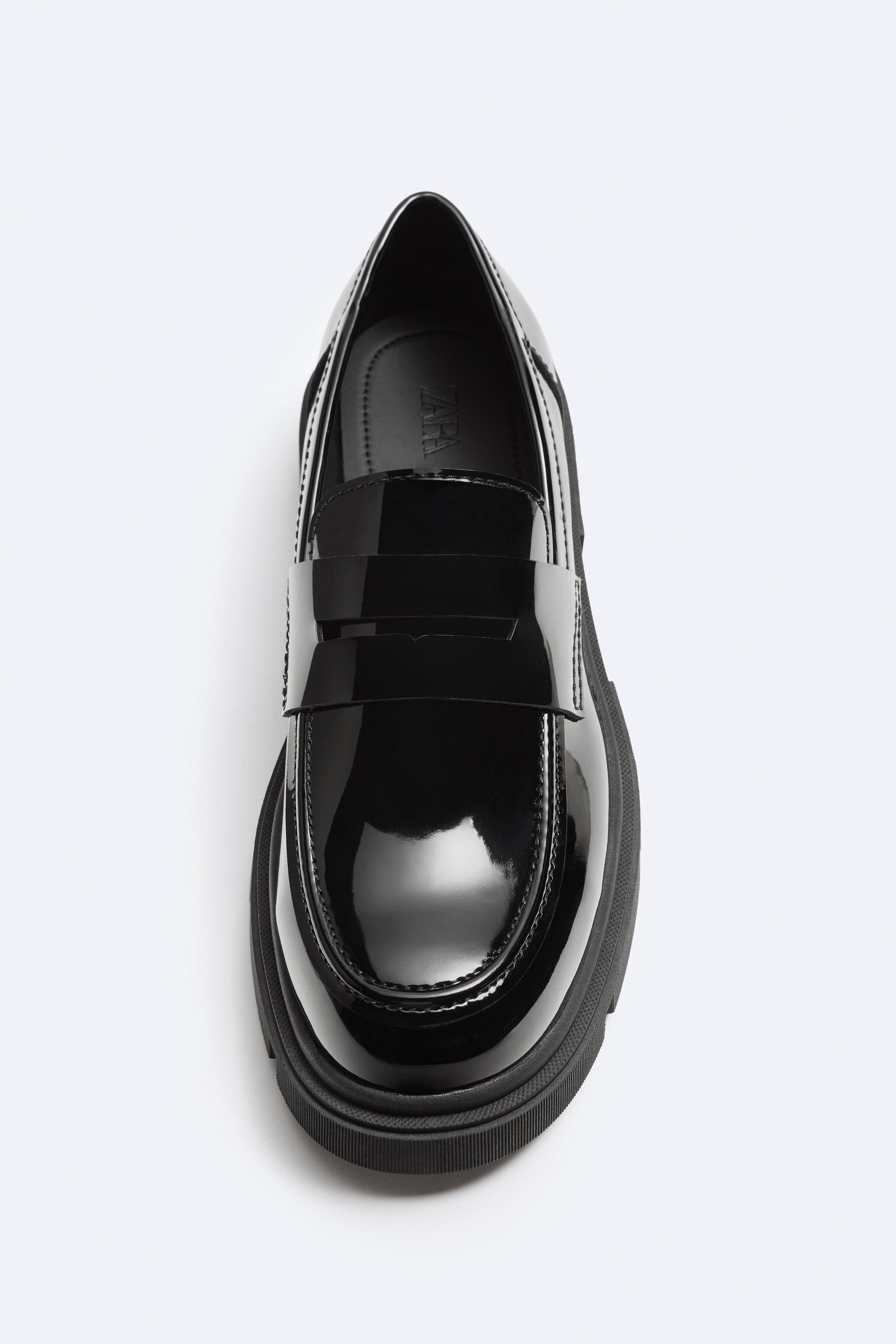 CHUNKY SOLE PATENT FINISH PENNY LOAFERS