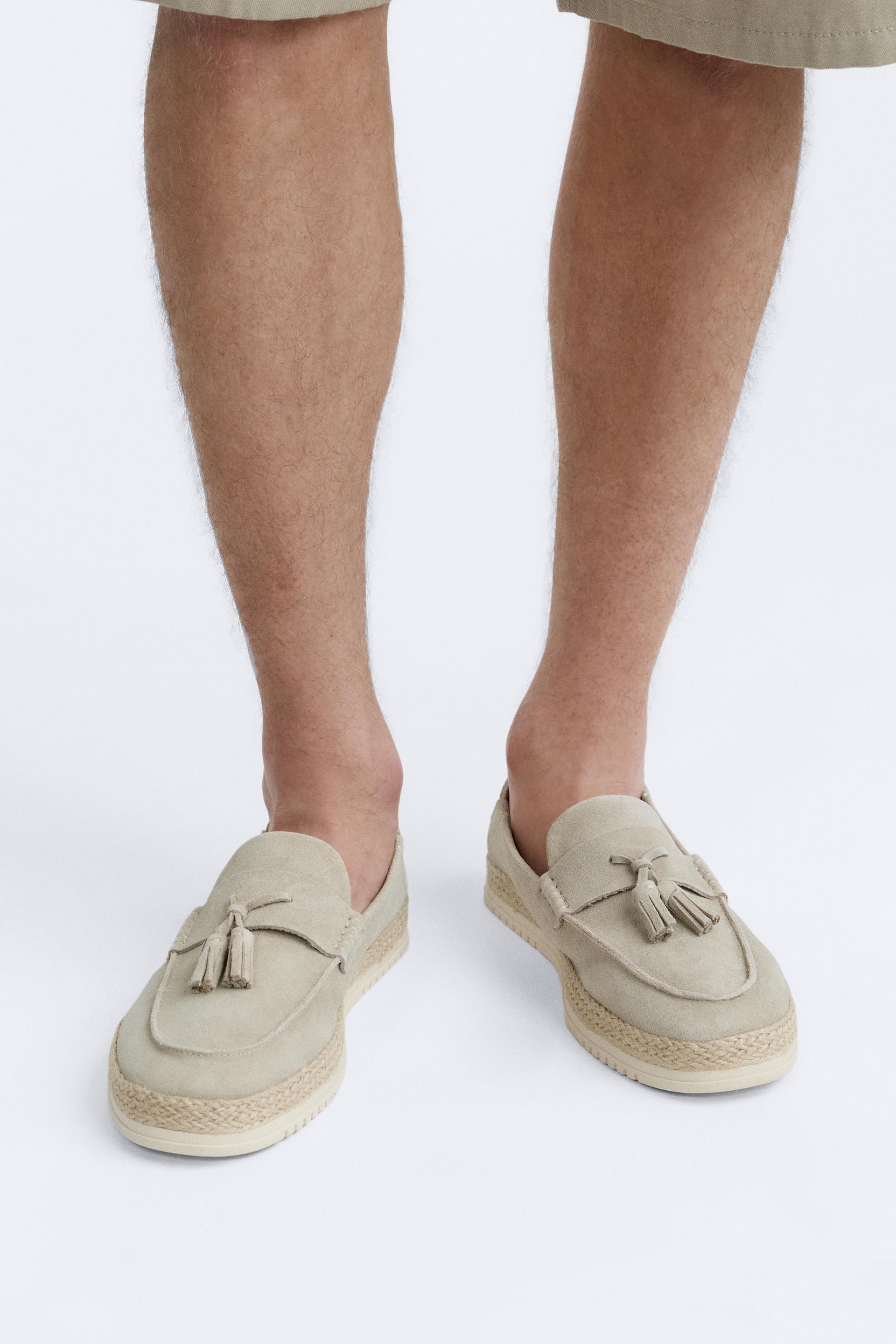 Zara Leather Espadrille Loafers International Shipping