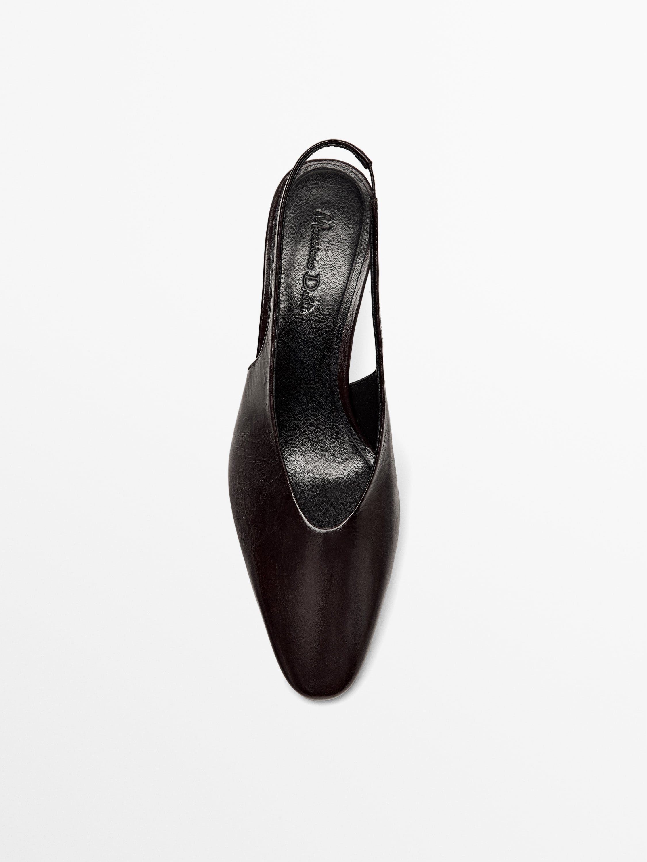 Leather round toe slingback shoes