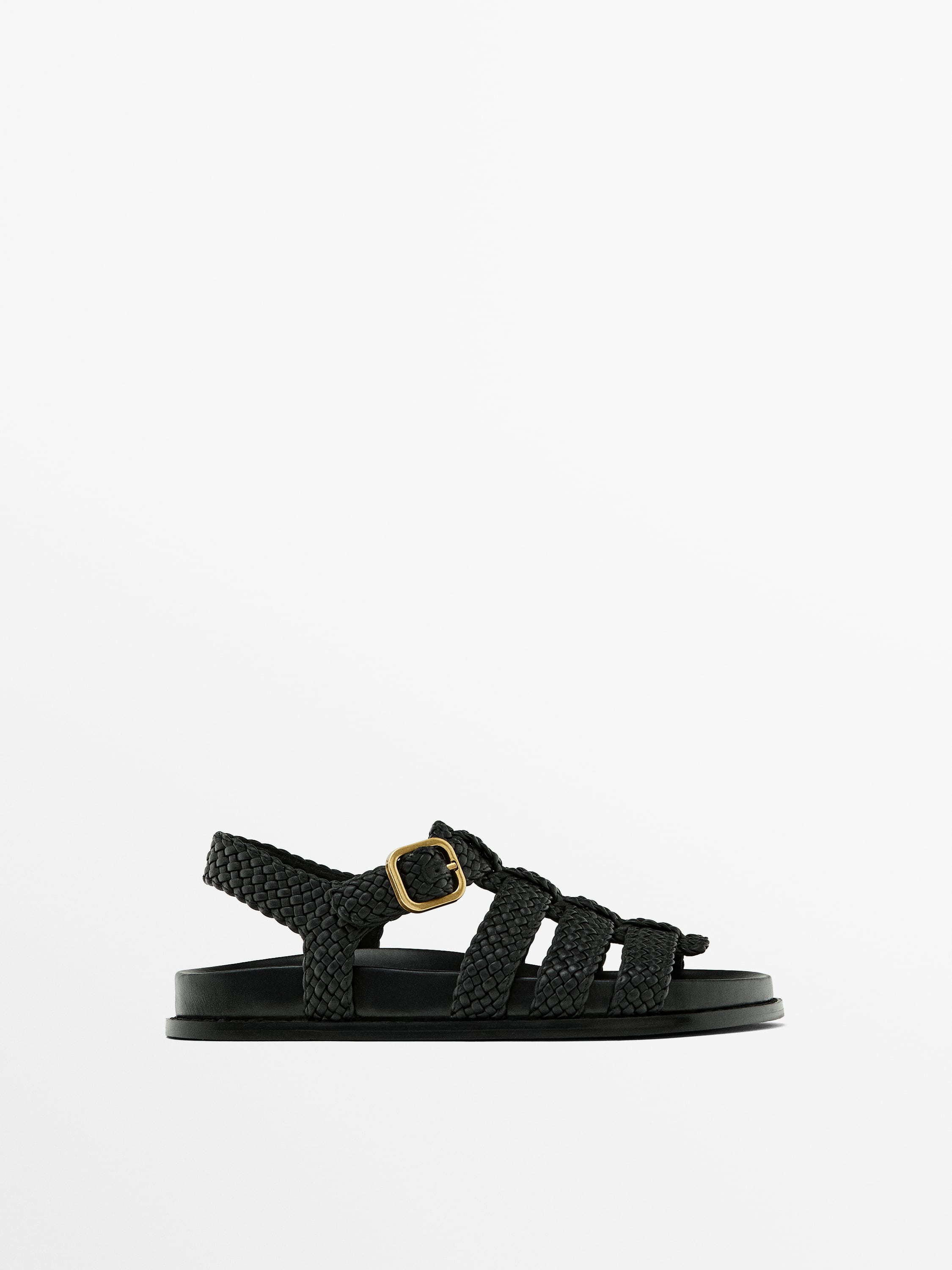 Braided sandals with buckle