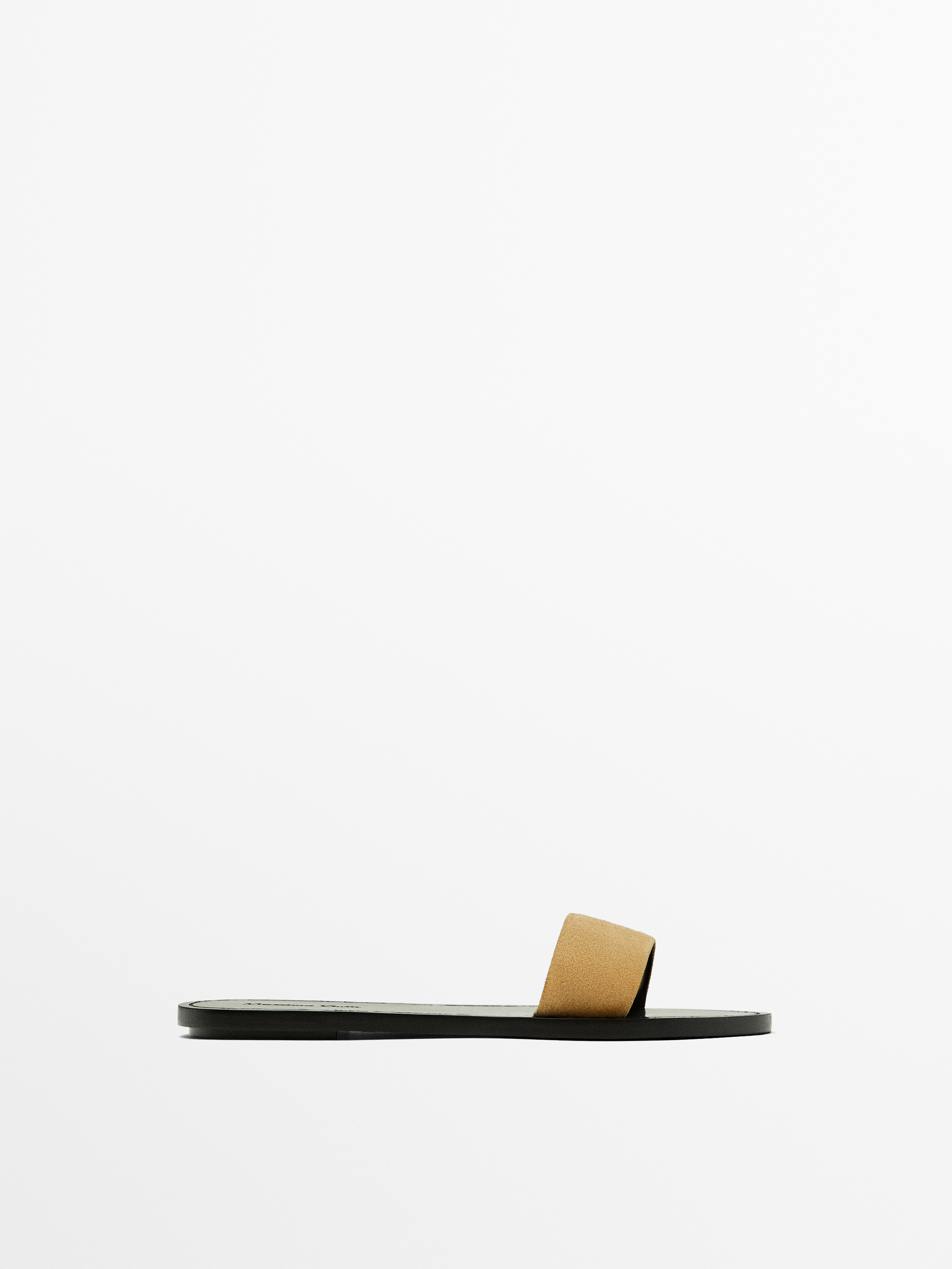 Slider sandals with split leather strap