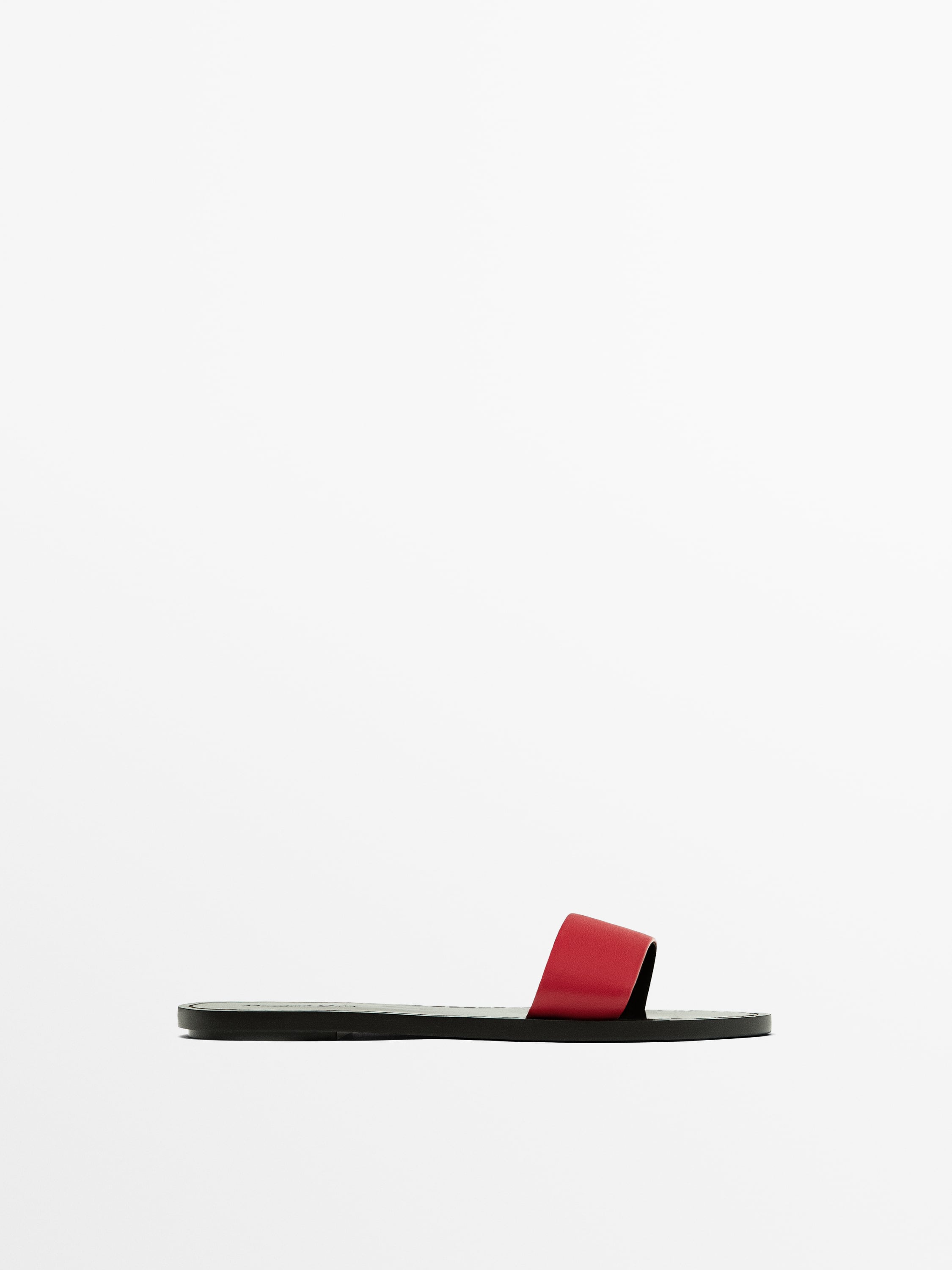 Slider sandals with leather strap