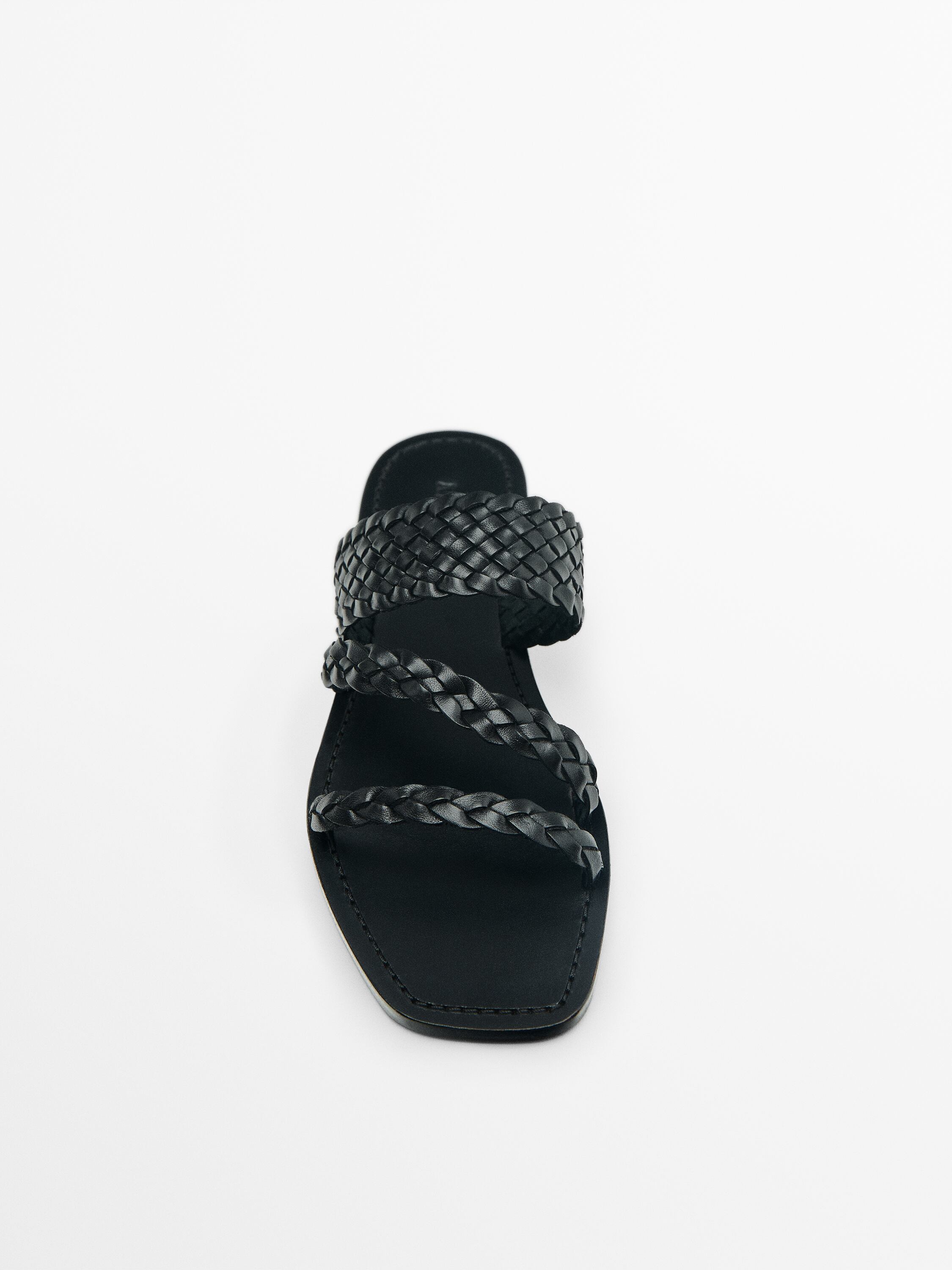 Flat slider sandals with woven straps