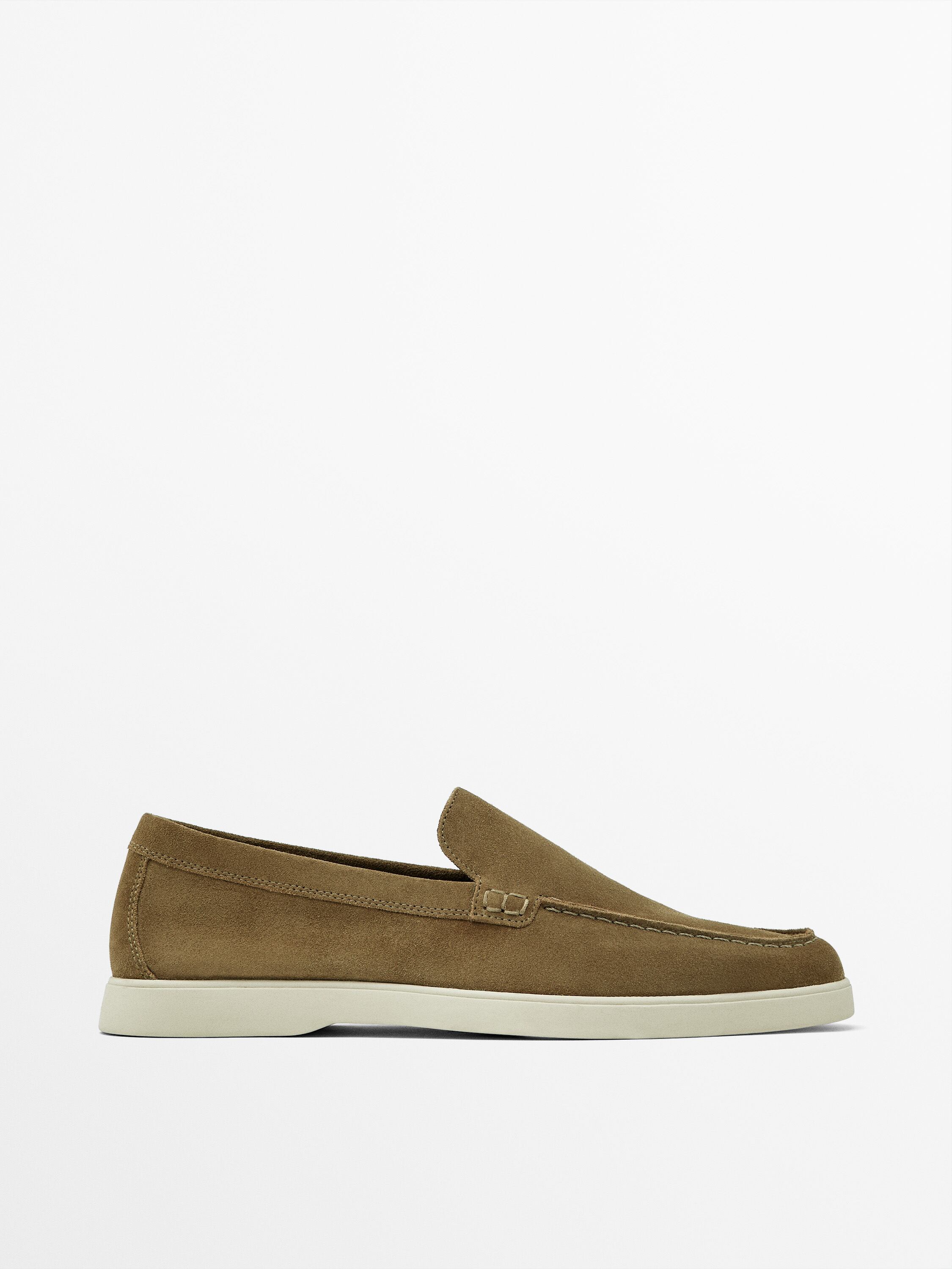 Split suede leather loafers