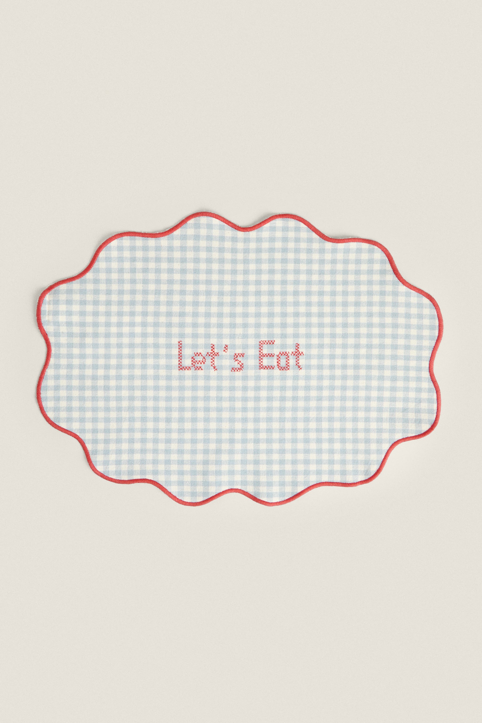 CHILDREN’S GINGHAM PLACEMAT WITH SLOGAN