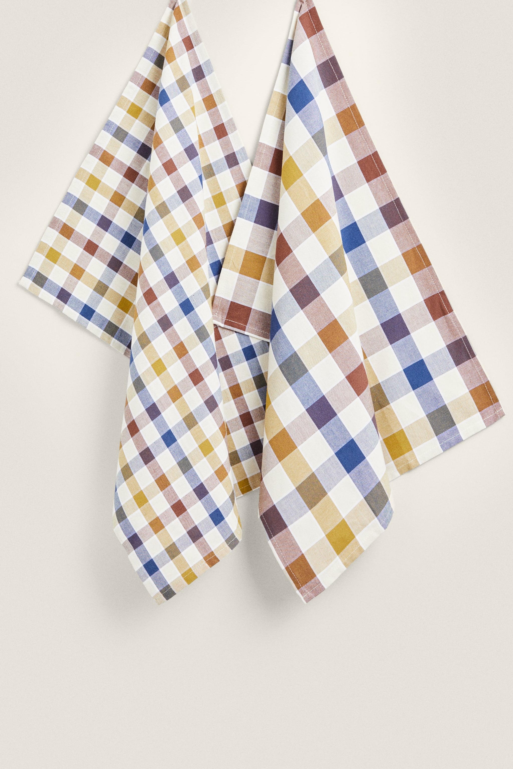 COLORED CHECK KITCHEN TOWELS (PACK OF 2)