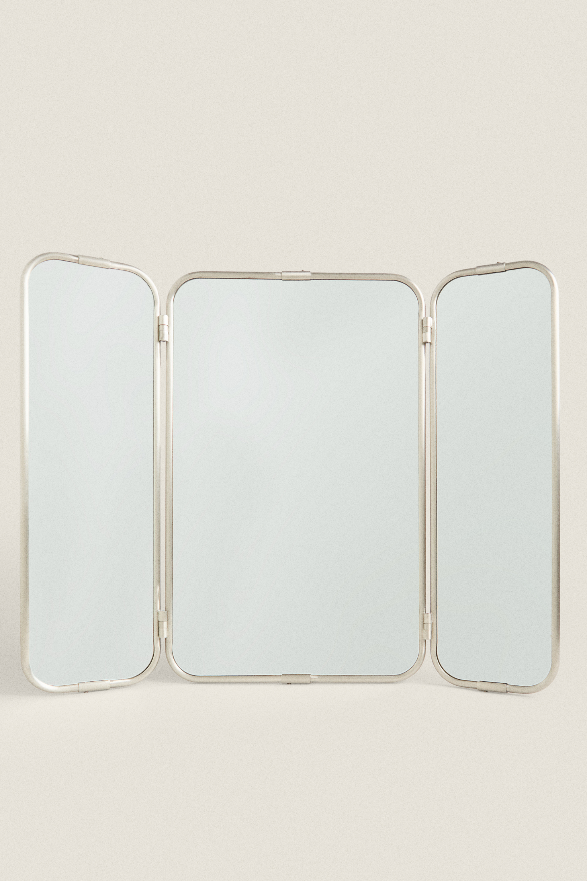 TRIPTYCH WALL MIRROR WITH SILVER FRAME