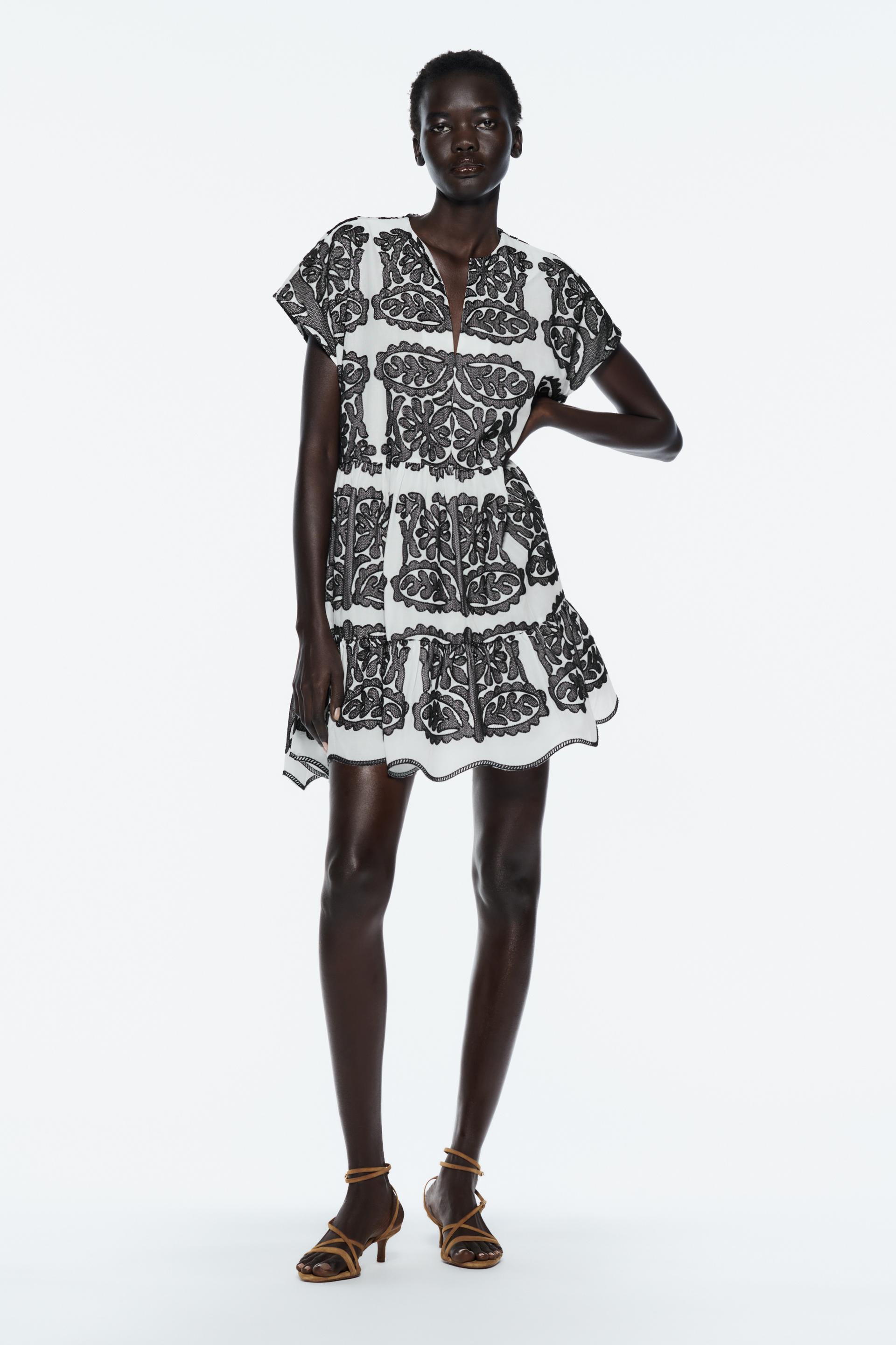 EMBROIDERED MIDI DRESS White ZARA South Africa