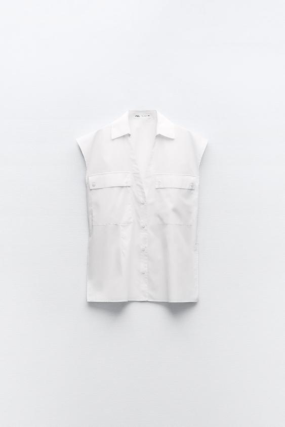 POPLIN SHIRT WITH POCKETS White ZARA Australia