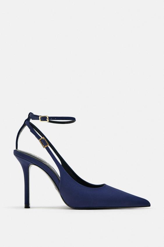 SATIN HIGHHEEL SLINGBACK SHOES Blue ZARA South Africa