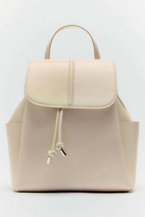 BACKPACK WITH FOLDOVER FLAP Ecru ZARA Australia