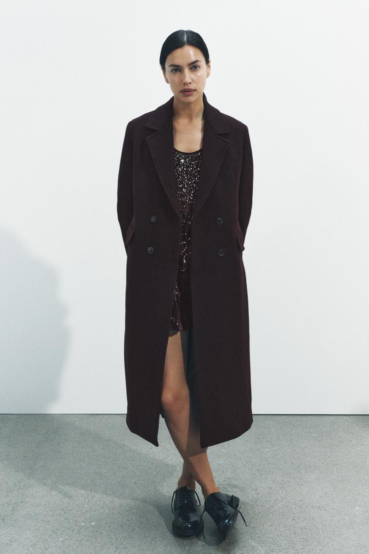 WOOL BLEND DOUBLE BREASTED COAT ZW COLLECTION