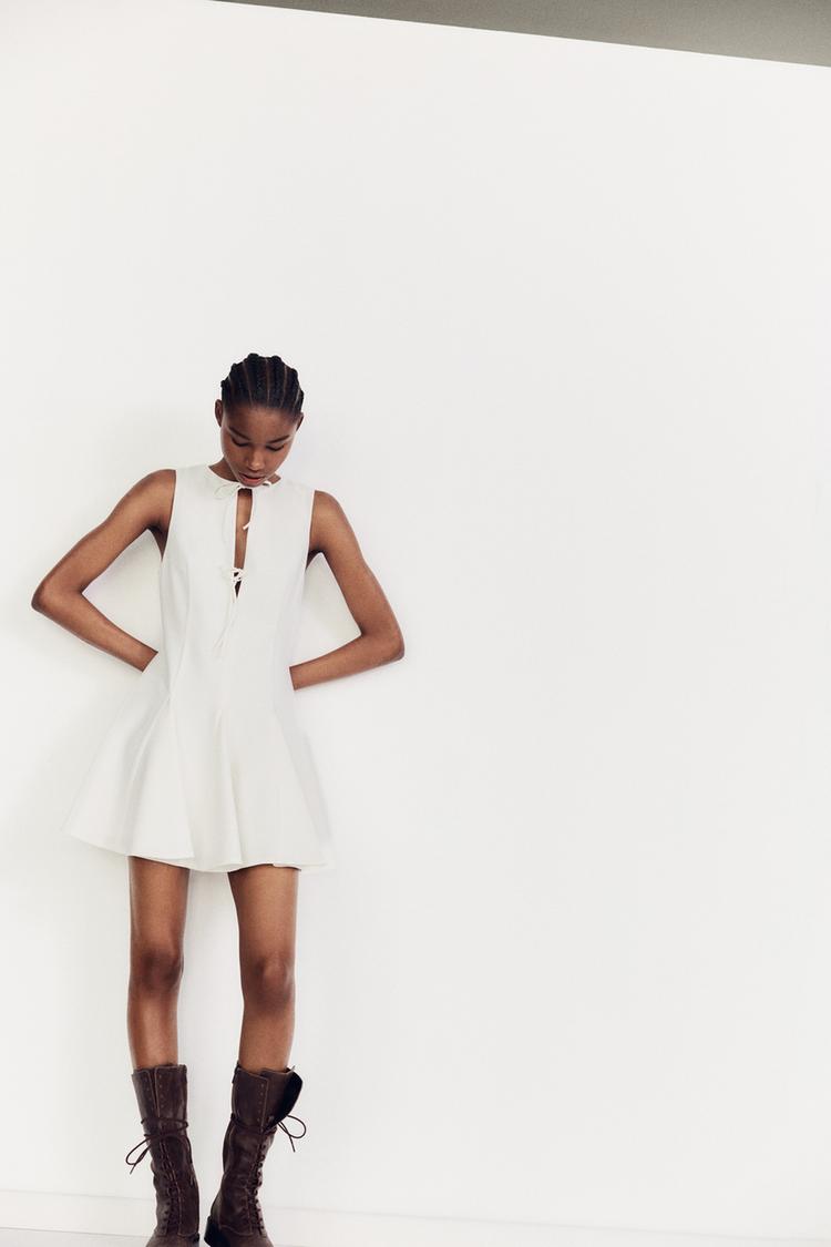 GODET BOW SHORT DRESS