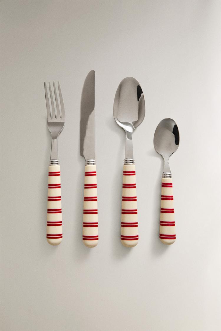 4-PIECE CUTLERY SET WITH STRIPED HANDLE - Zara product image