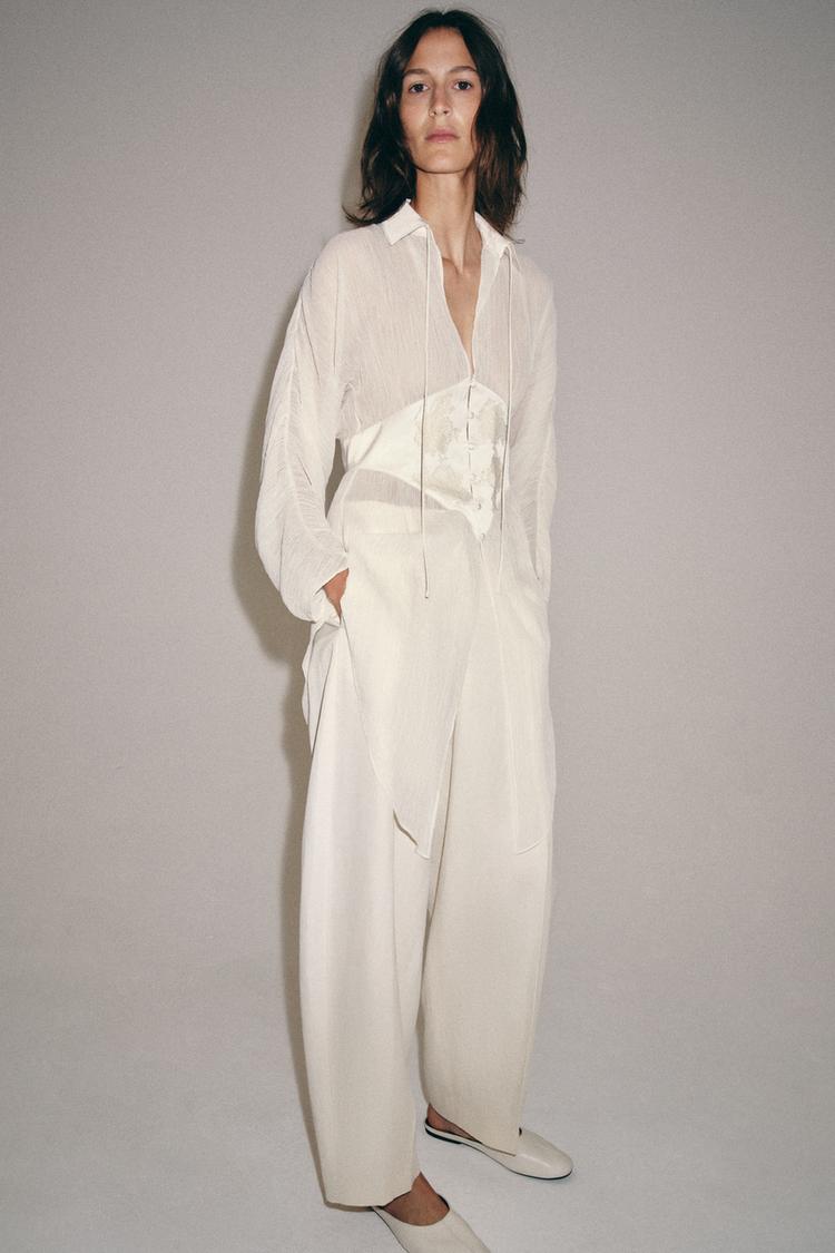 ZW COLLECTION GEORGETTE LACE BLOUSE - Zara product image