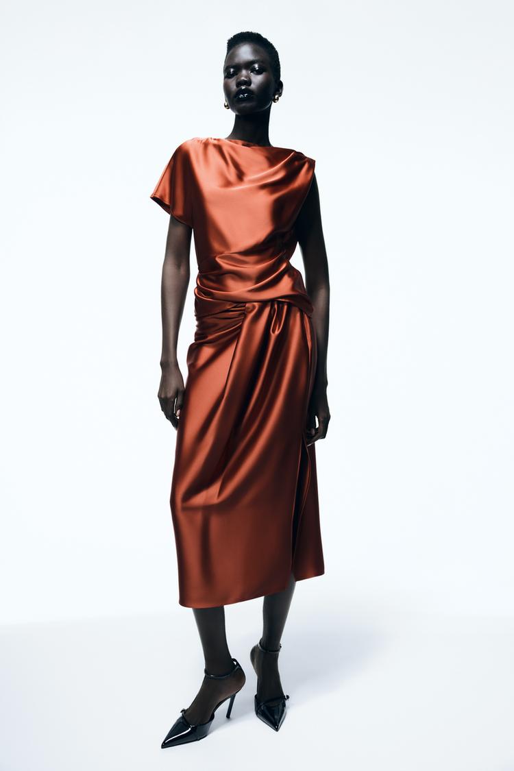 ASYMMETRIC DRAPED SATIN TOP