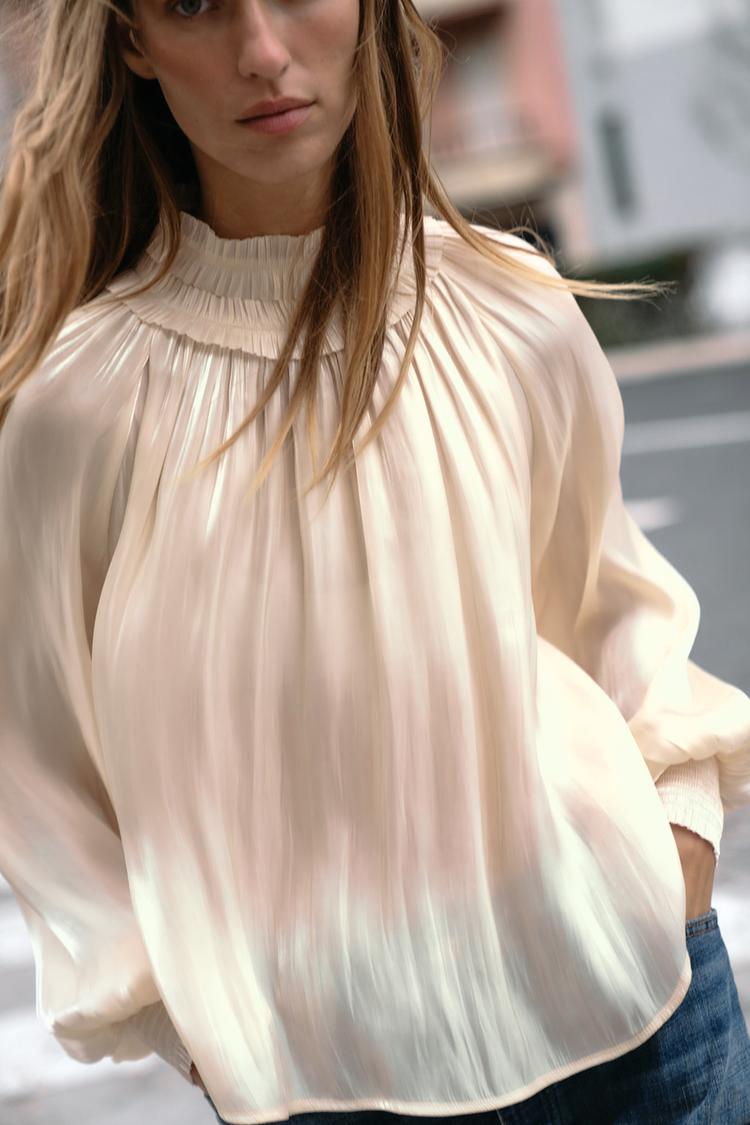 SATIN EFFECT SHIMMER BLOUSE - Zara product image