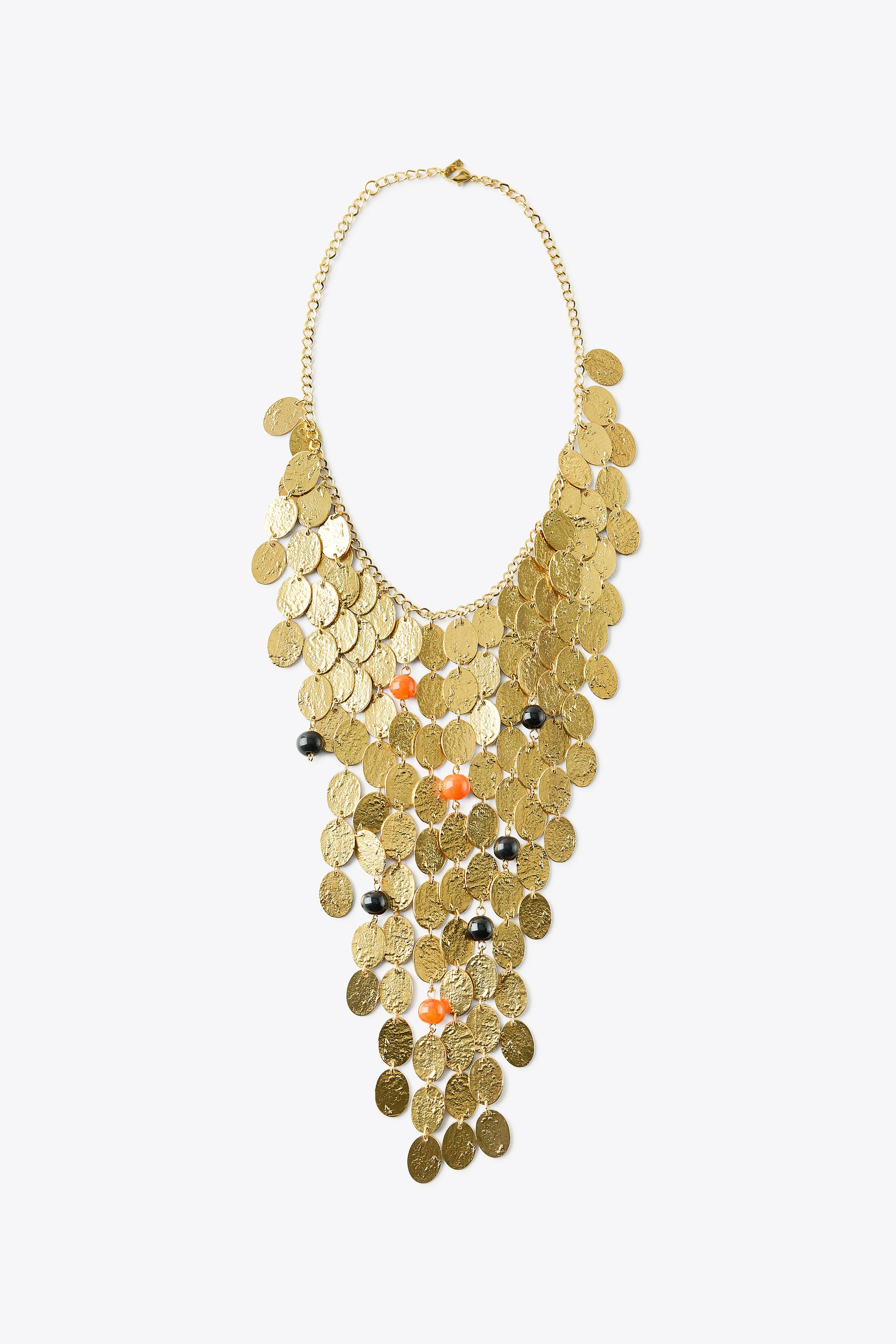 BEADED COIN WATERFALL NECKLACE