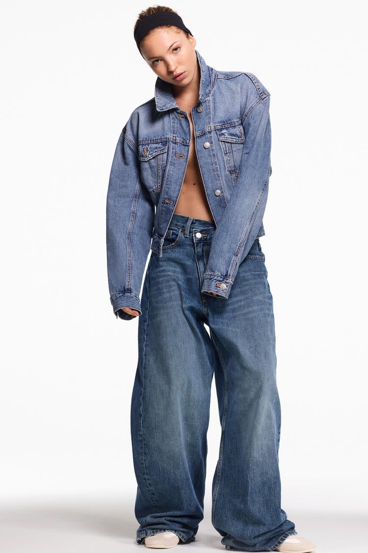 TRF MID-RISE CROSSED WAIST BAGGY JEANS