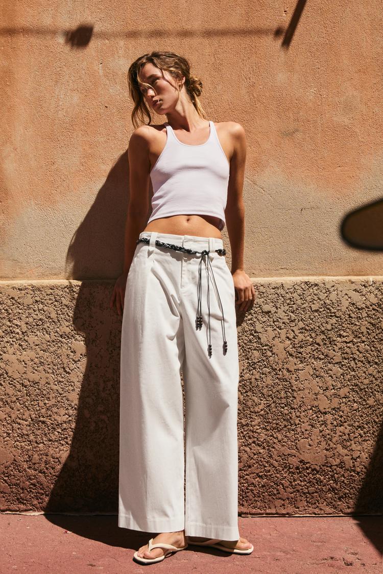 POPLIN PANTS WITH SCARF BELT - Zara product image