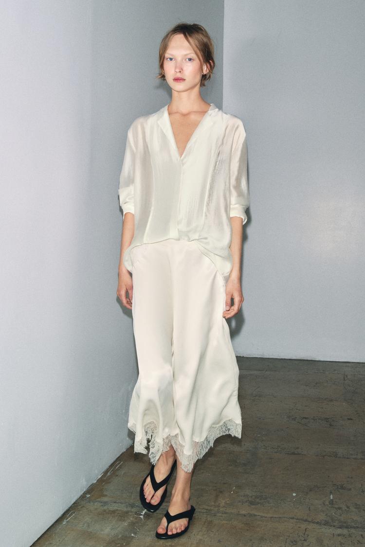 SATIN EFFECT LACE SKIRT ZW COLLECTION - Zara product image