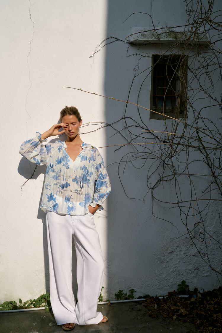 BEADED FLORAL PRINT SHIRT - Zara product image