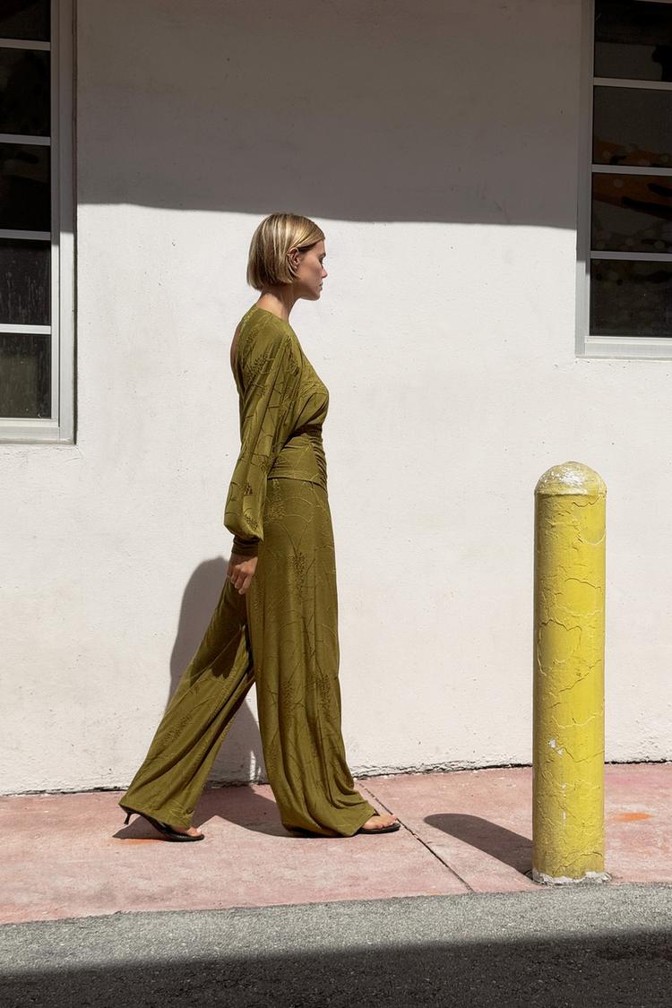 FLOWY JACQUARD PANTS