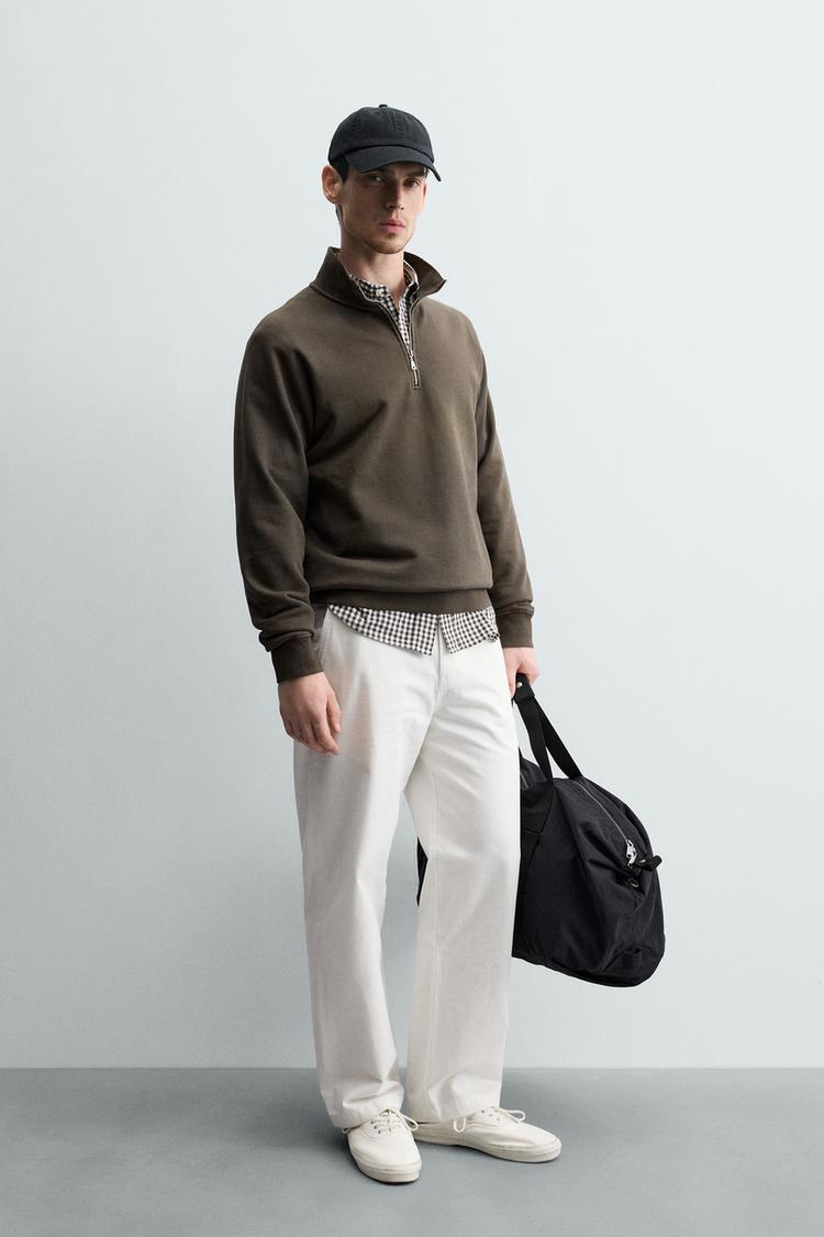 WASHED QUARTER-ZIP SWEATSHIRT - Zara product image