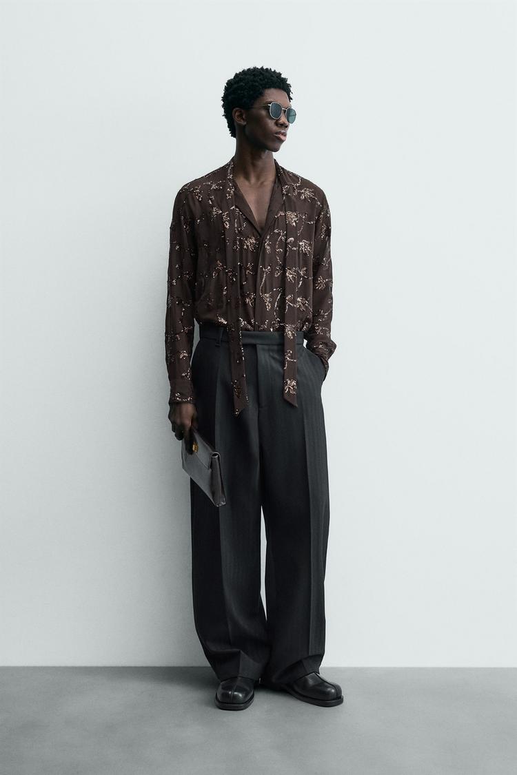 SEMI-SHEER SEQUIN SHIRT