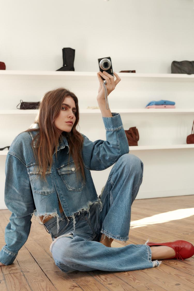 TRF CROP DENIM OVERSHIRT - Zara product image