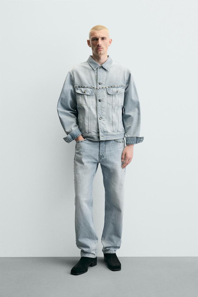 STRAIGHT FIT JEANS WITH METAL STUDS - Zara product image